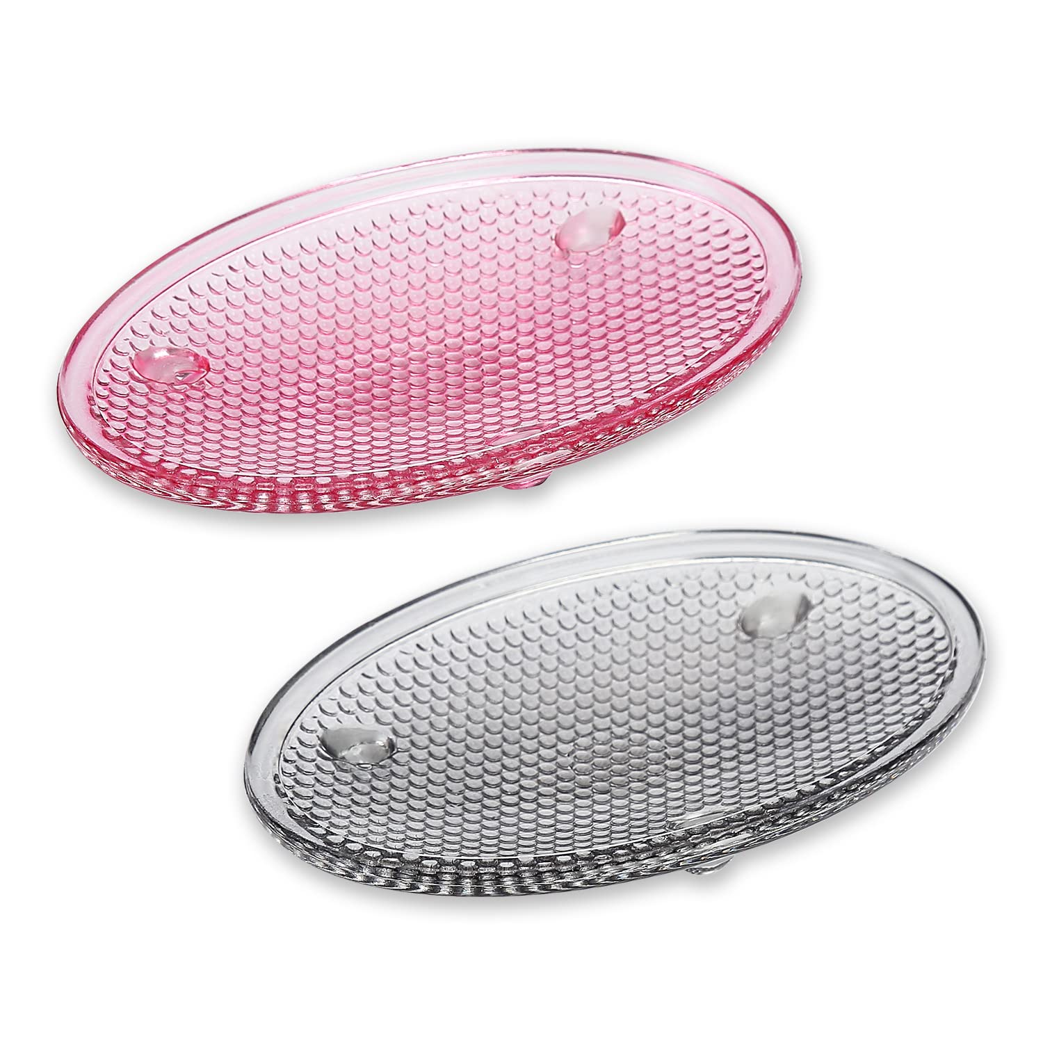 Berglander Glass Soap Dishes Set of 2 - Elegant Bathroom Soap Holder with Drainage Holes, Durable Clear Glass Soap Tray for Sink, Shower, and Countertop - Perfect for Home, Hotel, and Spa Decor
