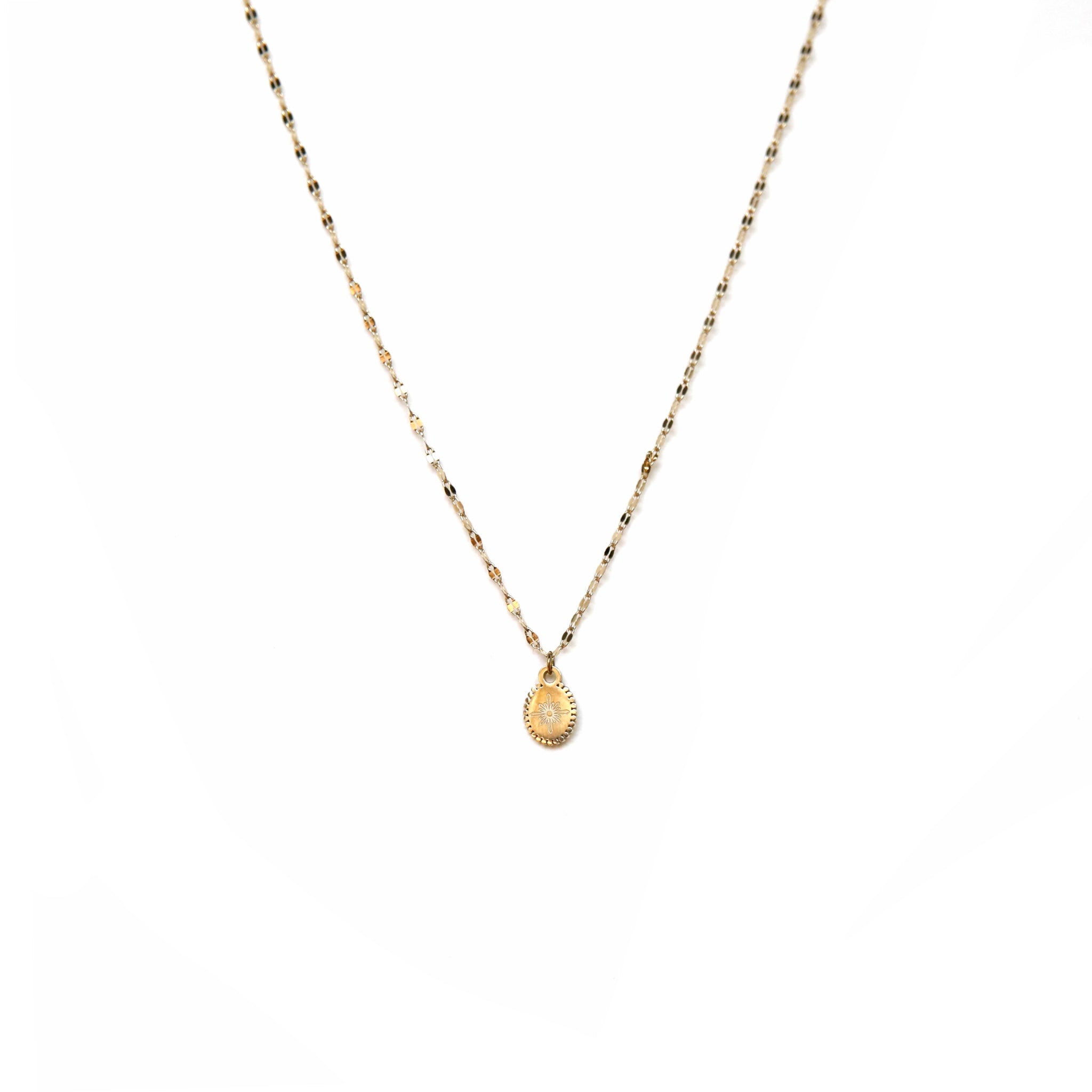 Delicate Tiny Flower Engraved Necklace for Women - Dainty Floral Pendant Jewelry Gift for Her - Perfect for Valentine's Day, Anniversary & Everyday Wear