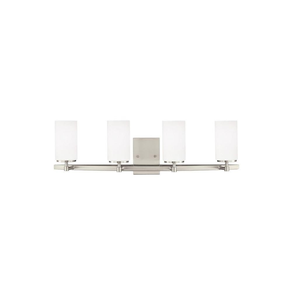 4-Light Bathroom Vanity Light Fixture - Brushed Nickel Finish with LED Lighting - Modern Bathroom Lighting for Vanity Mirror - Perfect for Bathroom, Powder Room & Dressing Room Makeup Area