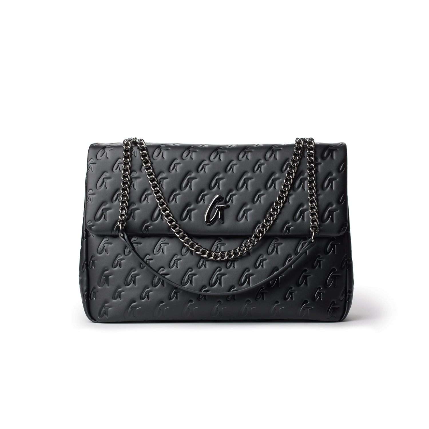 Large Monogram Flap Bag - Black Crossbody Purse for Women | Fashionable Handbag for Work, Travel & Everyday Use
