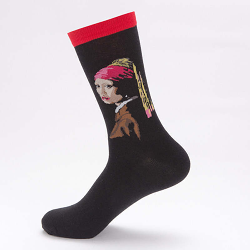 Girl with a Pearl Earring Inspired Socks - Classic Art Print Crew Socks for Women - Perfect Gift for Art Lovers & Museum Enthusiasts