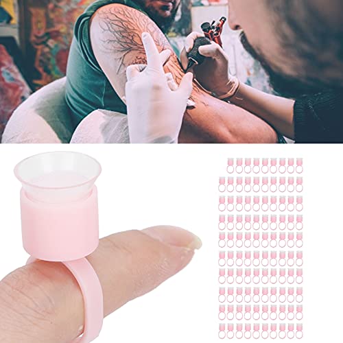 Tattoo Ink Caps 100pcs - Microblading Pigment Cups with Sponge for Eyebrow & Nail Art