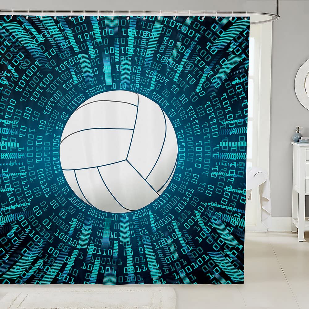 Volleyball Shower Curtain Set - Sports Theme Bath Decor for Men & Women - Perfect for Game Day & Bathroom Decor