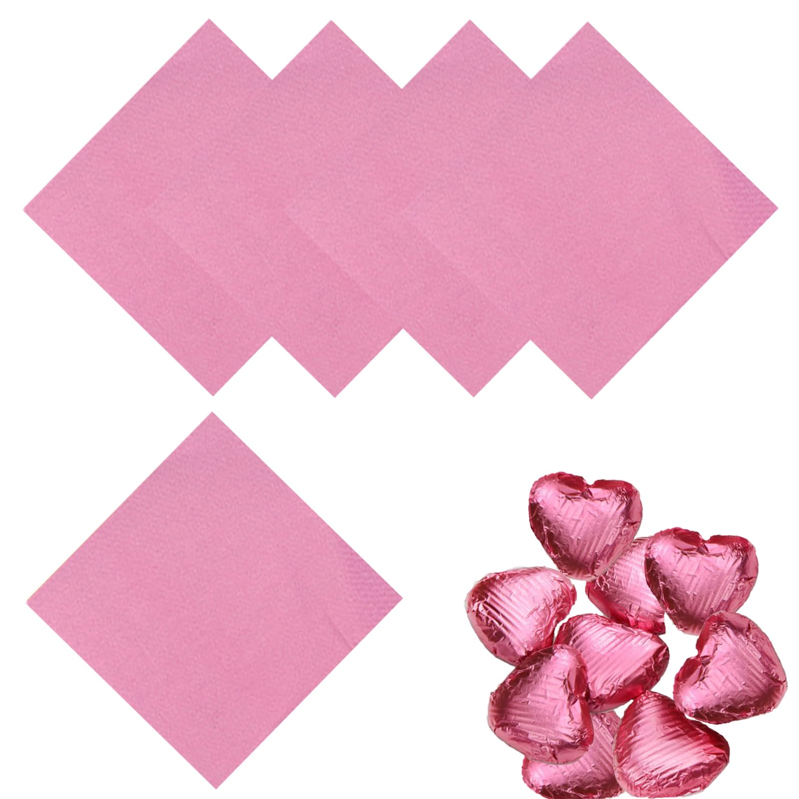 100PCS Pink Foil Candy Wrappers 4x4 Inch - DIY Chocolate Bar Wrappers for Homemade Candies, Chocolates, Cakes & Party Favors - Perfect for Birthday, Wedding & Holiday Treat Packaging