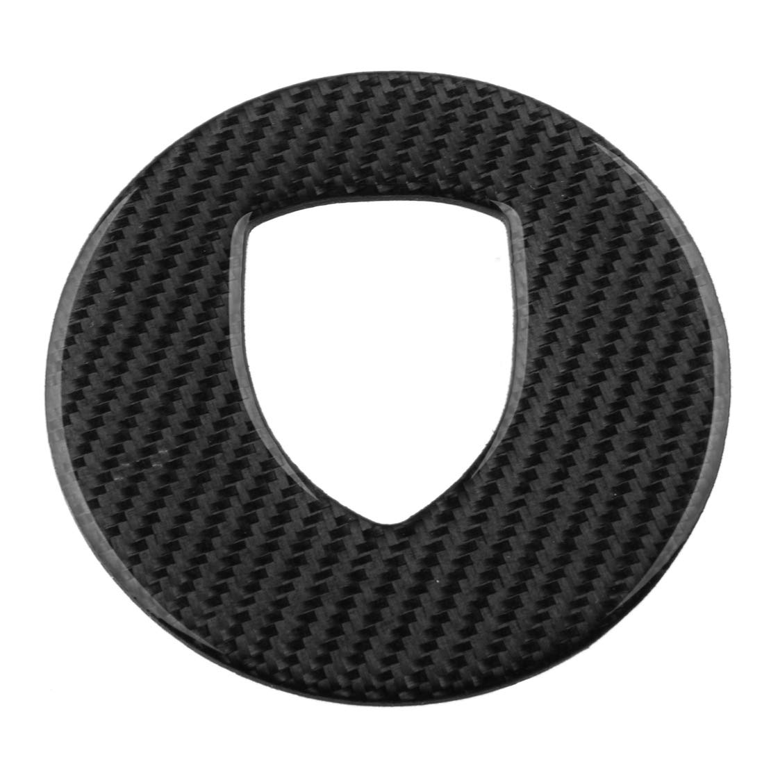 Carbon Fiber Steering Wheel Logo Cover Trim for Porsche 718 911 Cayenne Macan - Upgrade Interior & Enhance Driving Experience