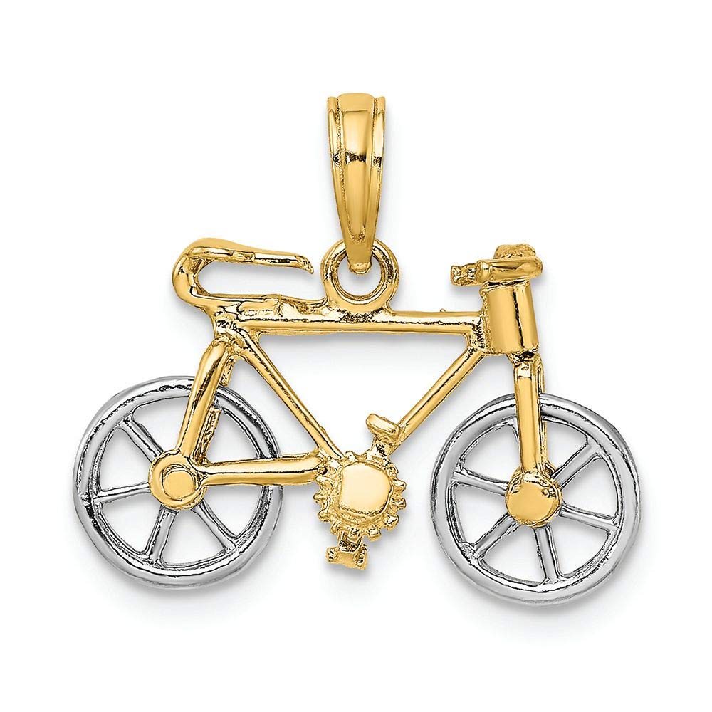 FJC Finejewelers 14K Two-Tone Gold 3D Bicycle Charm with Moving Wheels - Perfect for Cycling Enthusiasts & Jewelry Lovers