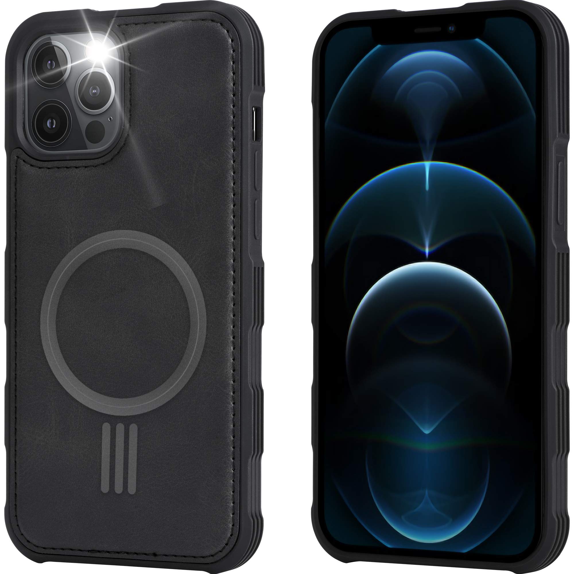 Premium Leather Shockproof Hybrid Case for iPhone 12 Pro Max with MagSafe Wireless Charging | Slim Protective Phone Cover | Perfect for Work, Travel & Everyday Use