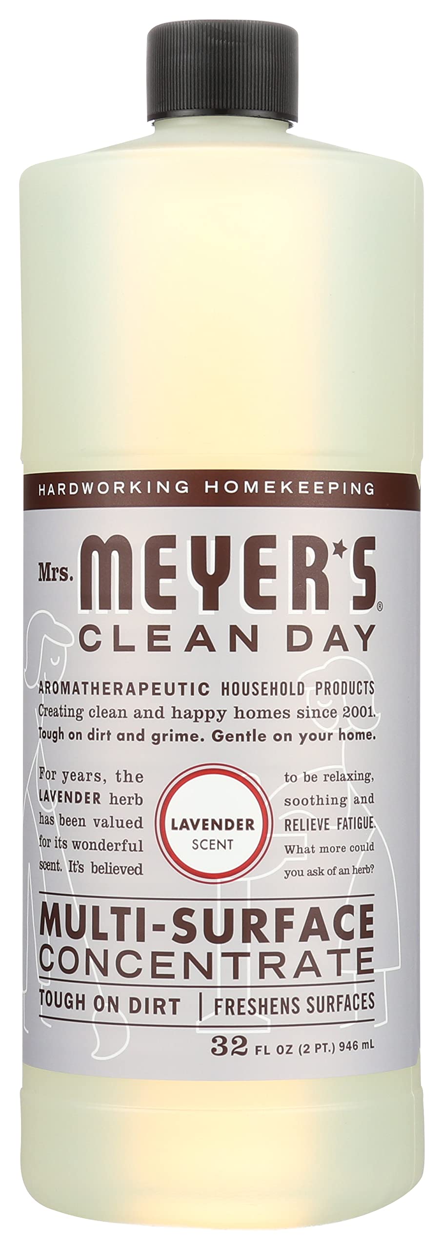 Mrs. Meyer's Clean Day Multi-Surface Concentrated Cleaner, 32 Oz (Pack of 6) - All-Purpose Cleaning for Kitchen, Bathroom & Floors - Plant-Derived Ingredients, Fresh Scent