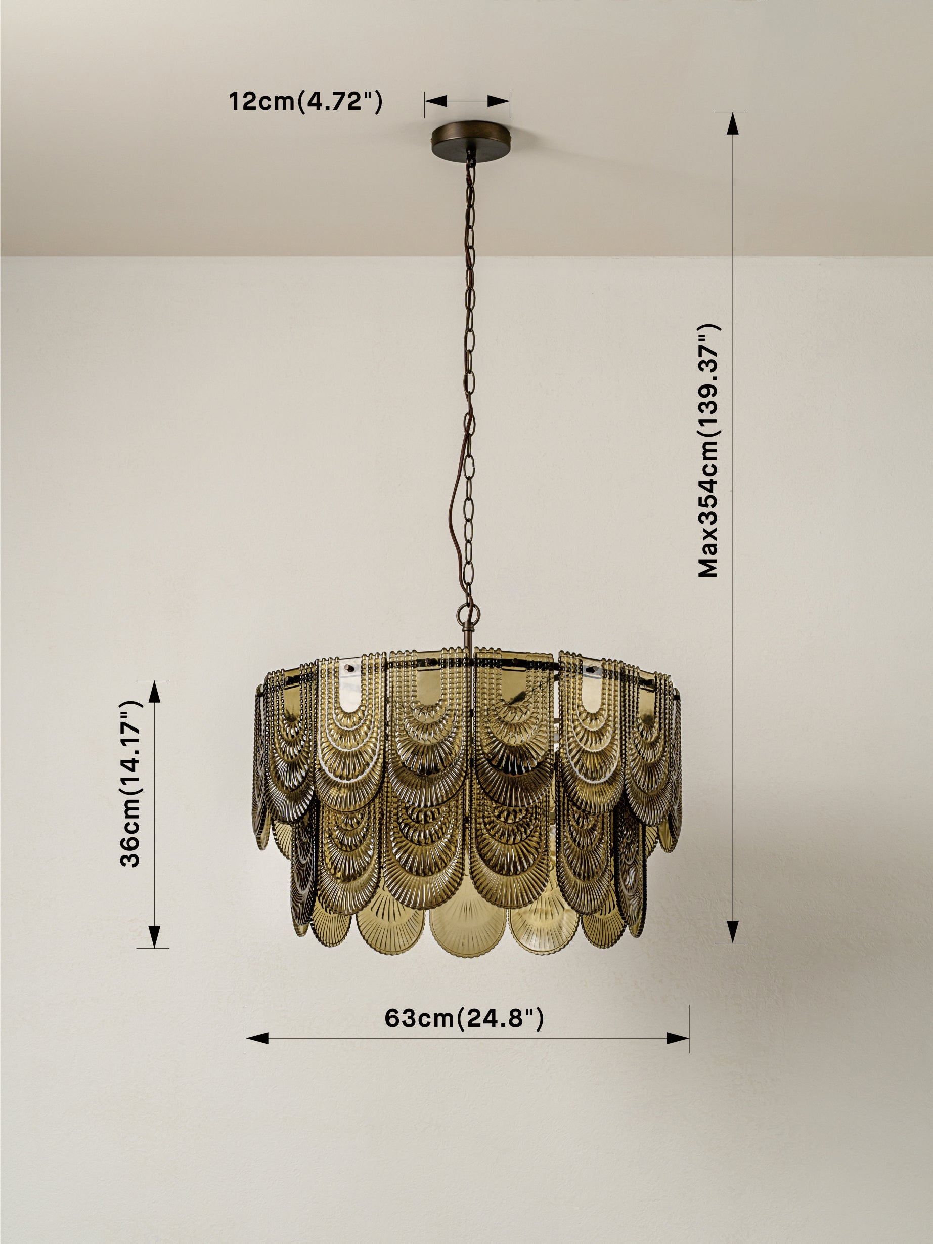 Selmes 4-Light Bronze and Smoked Green Glass Chandelier - Elegant Dining Room Lighting Fixture for Home Decor
