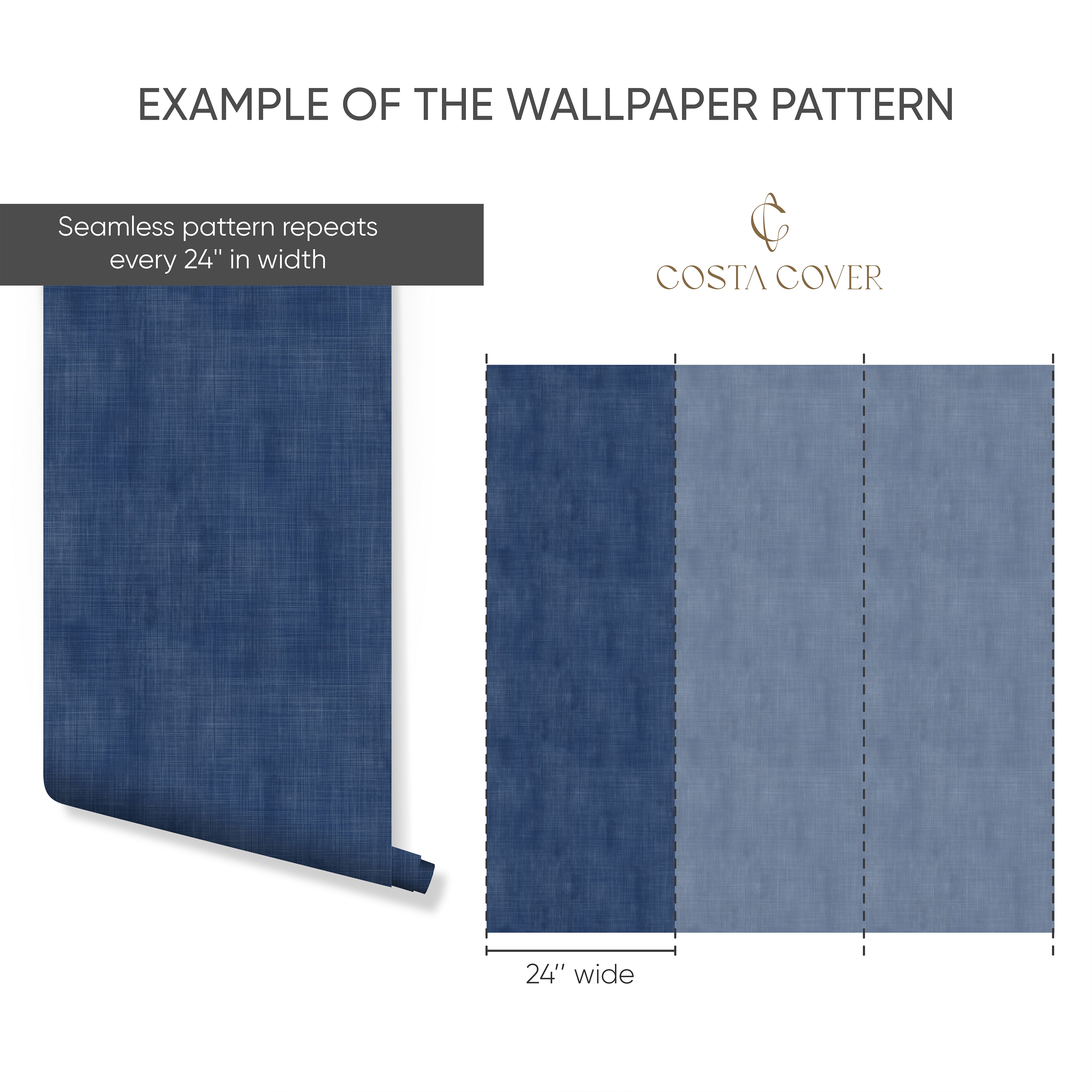 Navy Blue Denim Texture Wallpaper CC348 - Self-Adhesive Peel and Stick Wallpaper for Bedroom, Living Room, Office Decor | Easy to Install & Removable