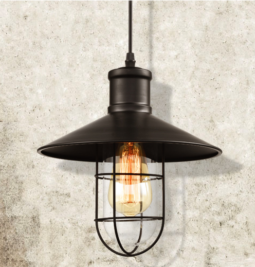 REX Caged Hanging Lamp - Industrial Vintage Pendant Light with Adjustable Chain - Perfect for Dining Room, Kitchen Island, or Bedroom Lighting