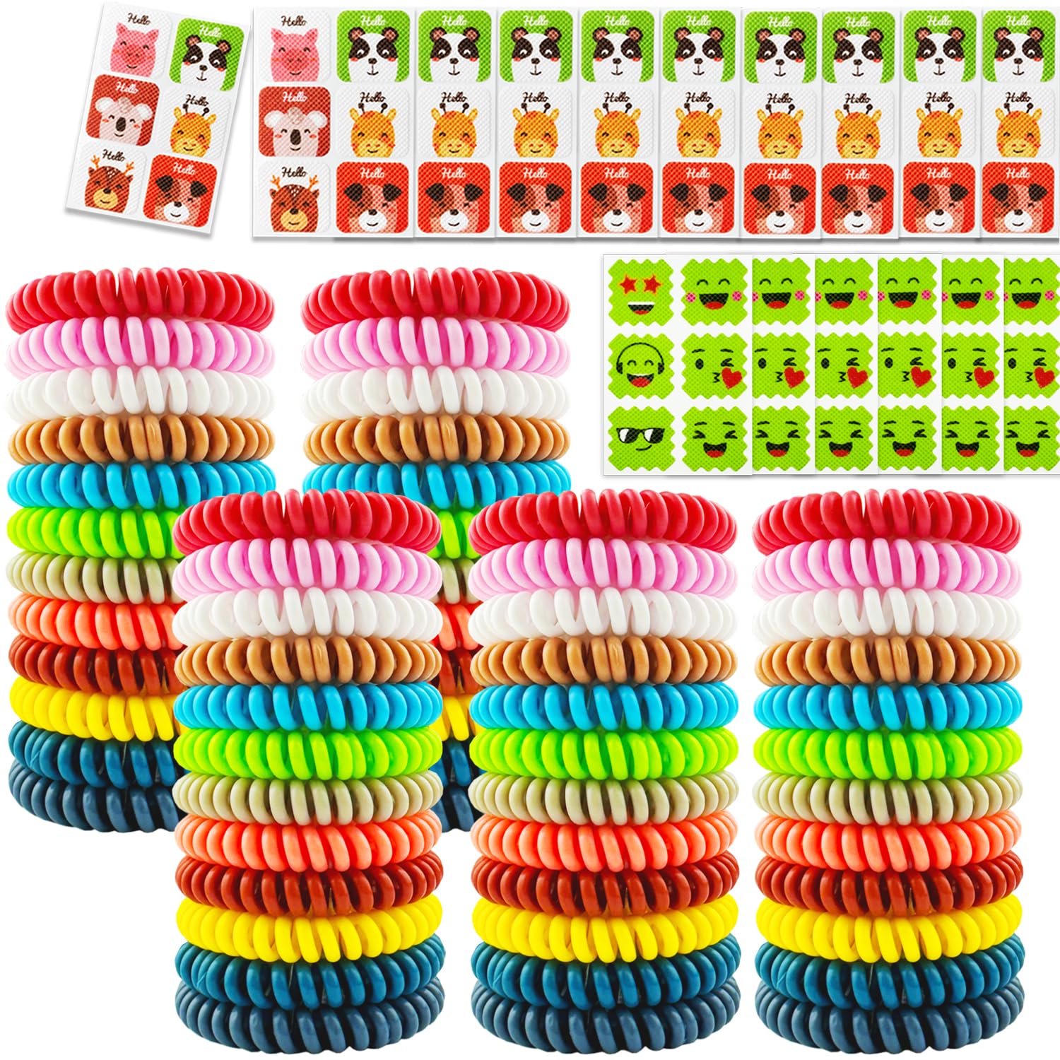 60 Pack Natural Mosquito Repellent Bracelets with 120 Refills - DEET-Free Insect Repellent Wristbands for Kids & Adults - Waterproof & Long Lasting Protection for Outdoor Camping, Hiking, Traveling, Fishing and Backyard Activities