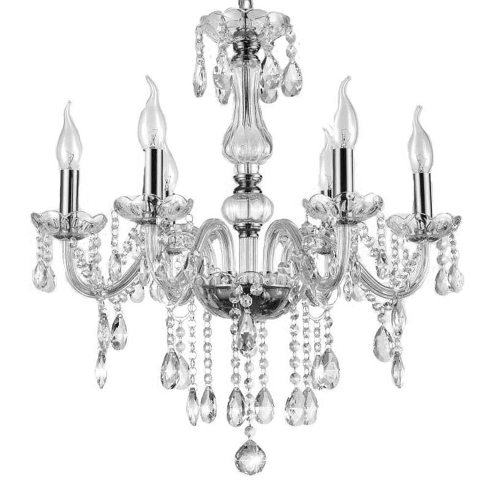 Zerodis 6-Arm Crystal Raindrop Chandelier Ceiling Lamp - Elegant Candle Pendant Lighting for Dining Room, Living Room, Bedroom & Hallway - Perfect for Romantic Dinners, Home Decor & Entryway Lighting