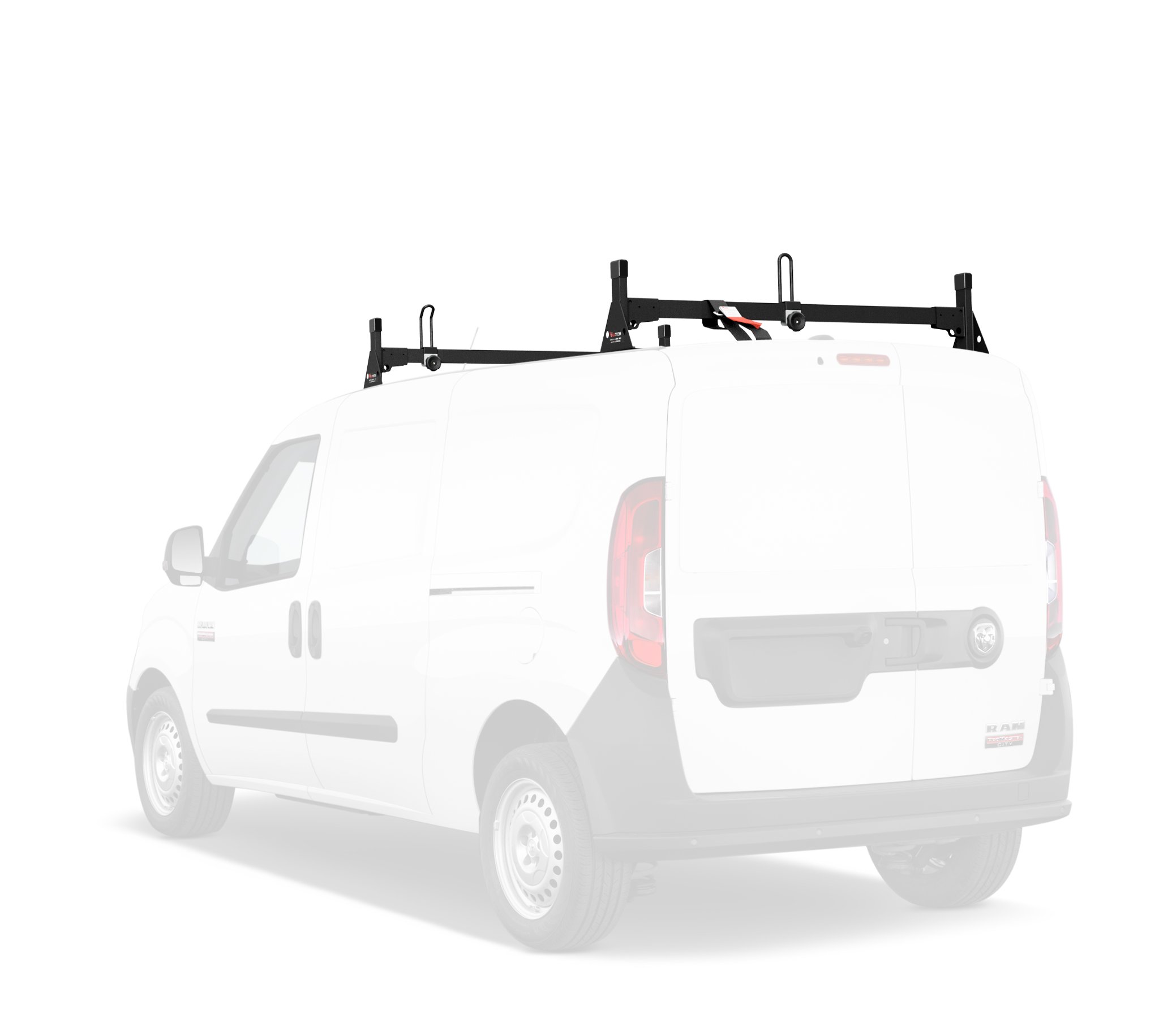 Vantech H1 2 Bar Steel Roof Rack for 2015-2023 RAM ProMaster City - Heavy Duty Black Ladder Rack for Cargo, Camping & Outdoor Adventures