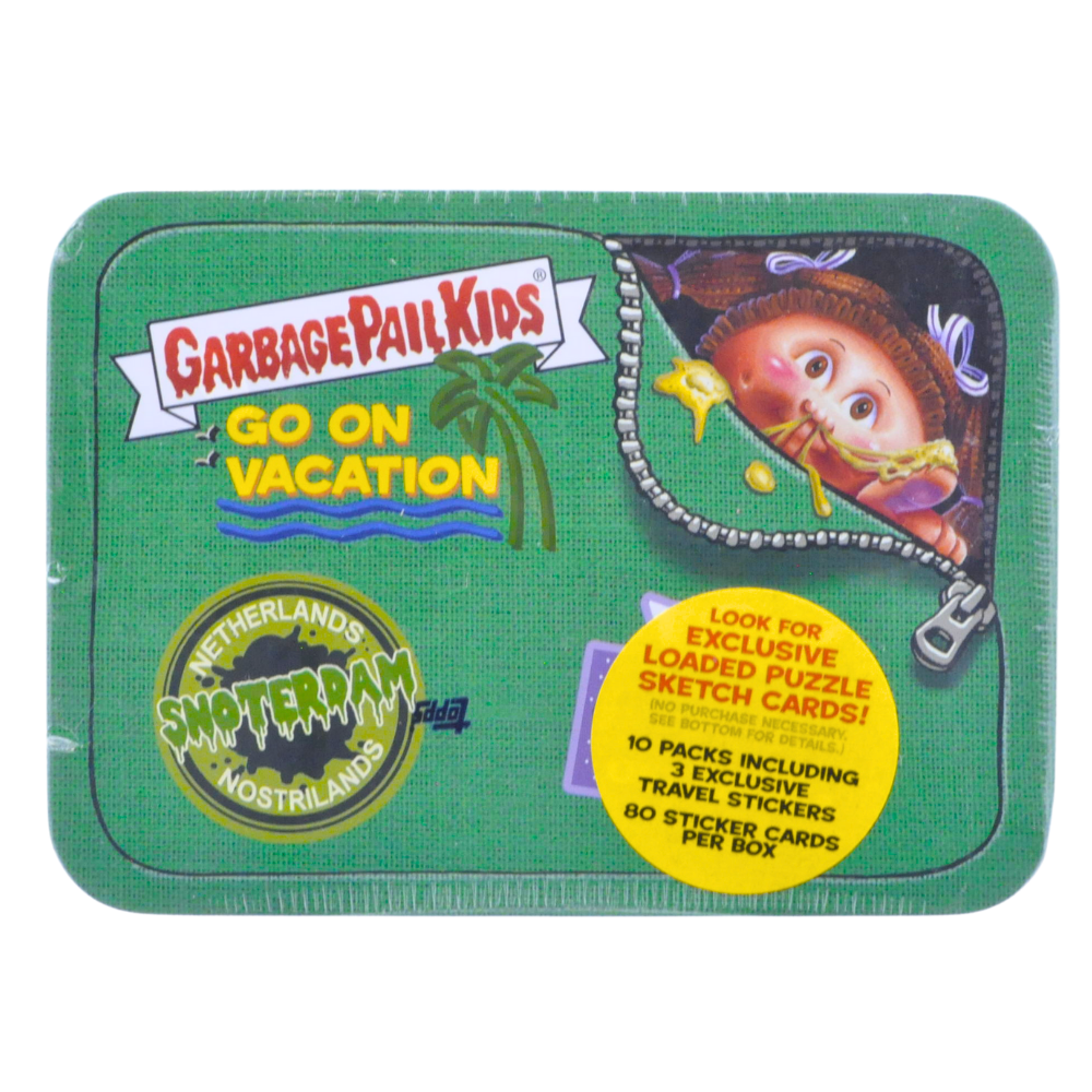 2021 Topps Garbage Pail Kids Go On Vacation Trading Card Tin (Green) - Collectible Trading Cards for Kids & Adults - Perfect for Collectors, Gifts, and Game Nights