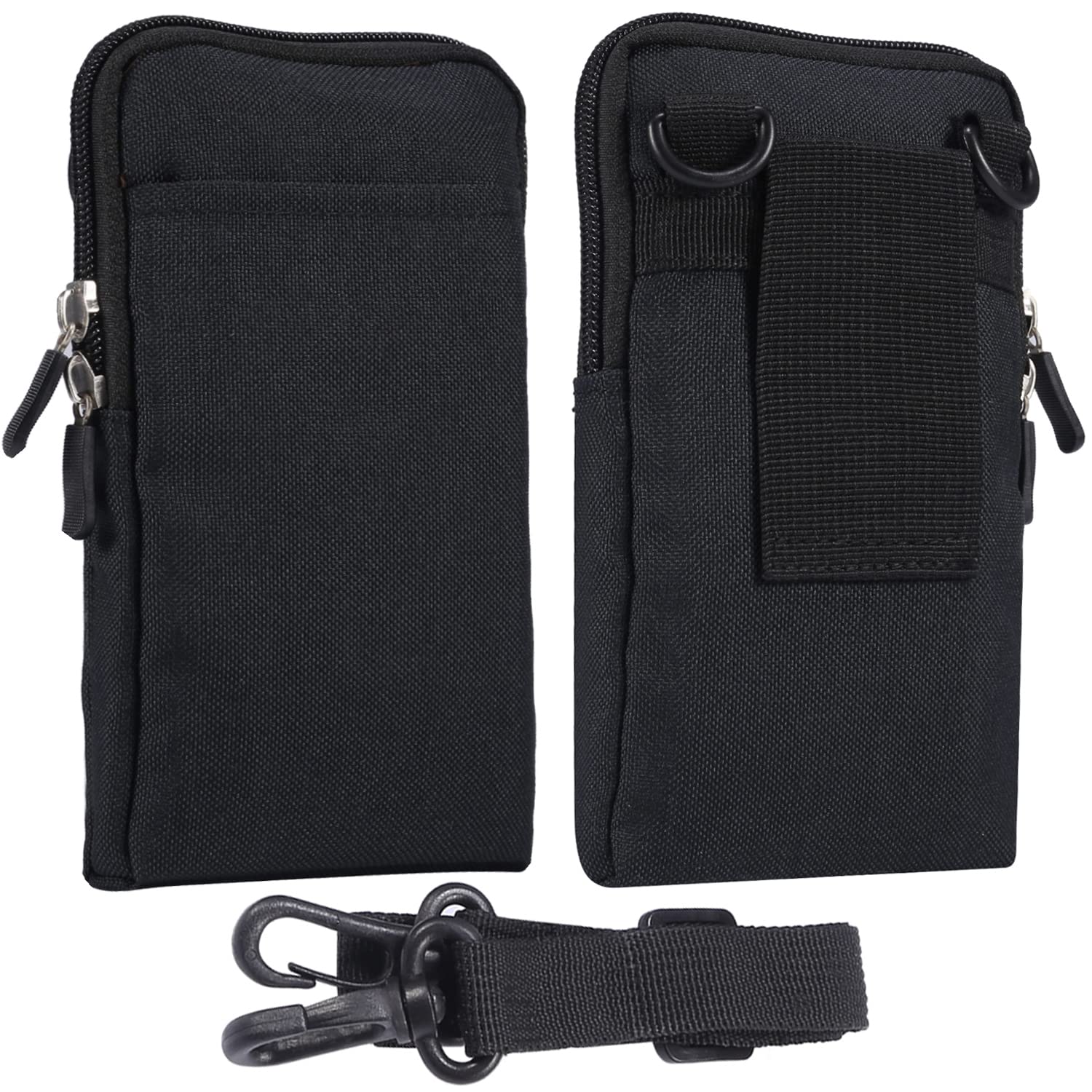 Men's Black Crossbody Shoulder Bag & Waist Pouch - 7.2