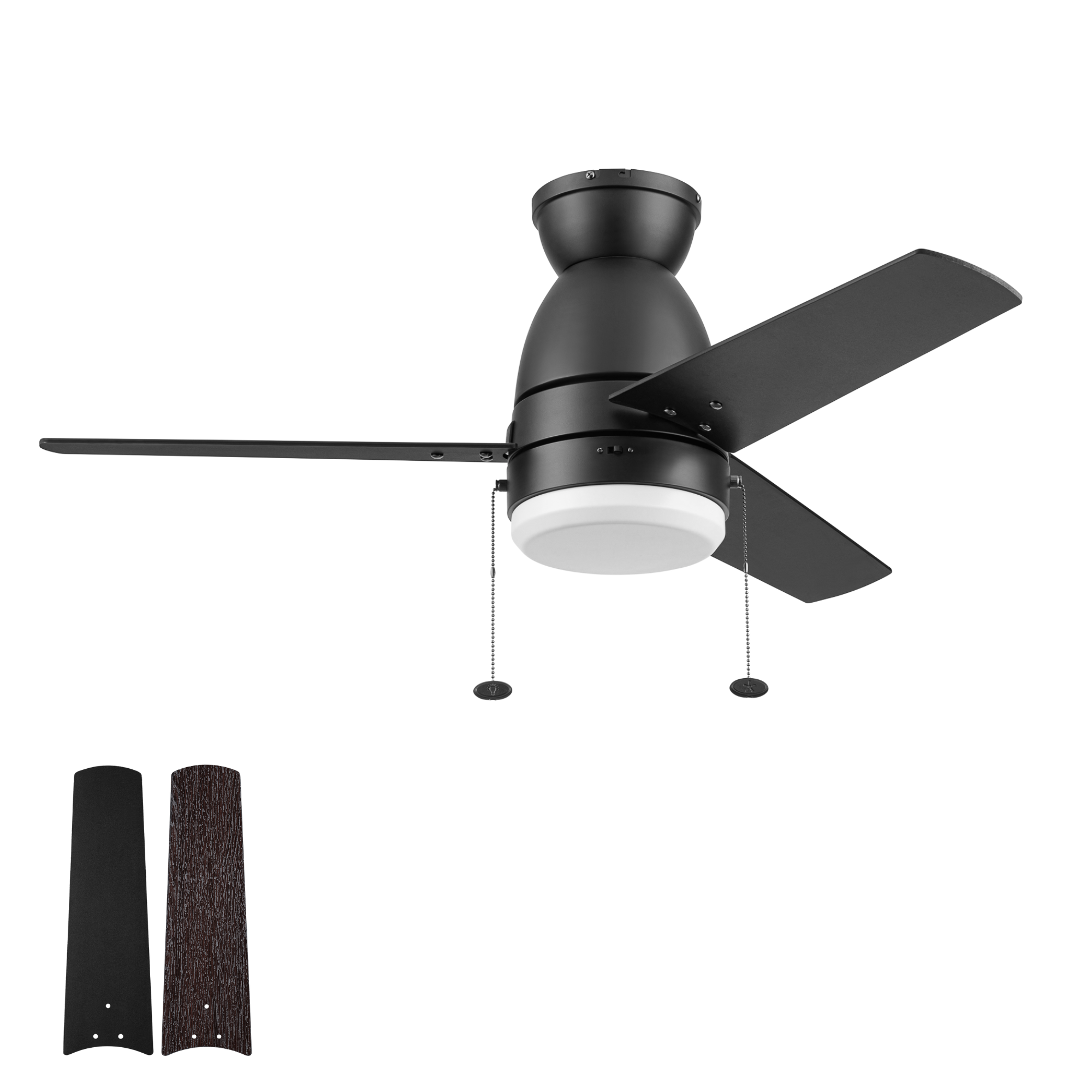 44 Inch Prominence Home Fawn Matte Black Ceiling Fan with Light Kit - Energy Efficient Indoor/Outdoor Fan with Remote Control for Bedroom, Living Room, Patio