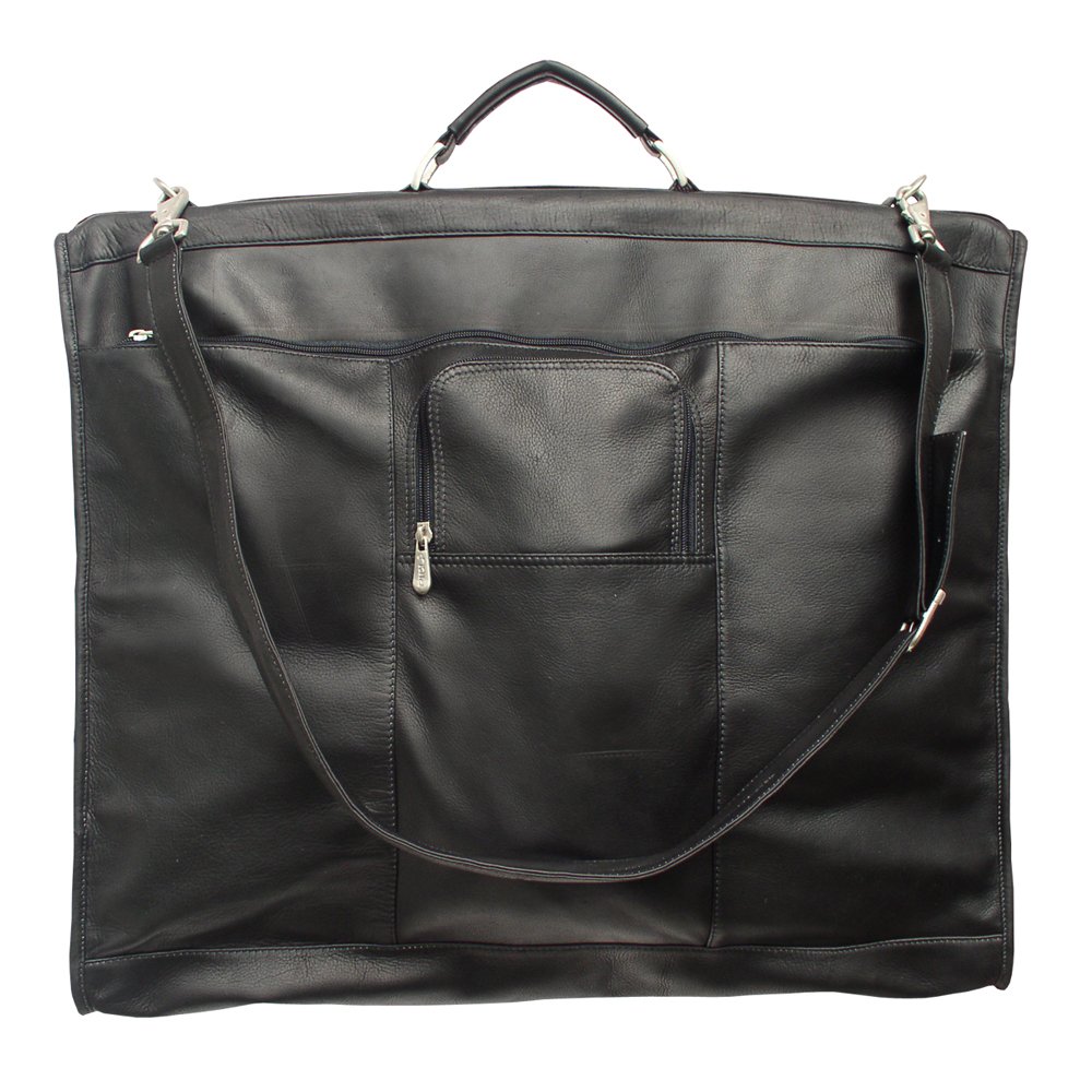 Premium Piel Leather Elite Garment Bag for Business Travel - Black One Size Carry-On Luggage for Suits & Formal Wear - Perfect for Business Trips, Weddings & Executive Travel