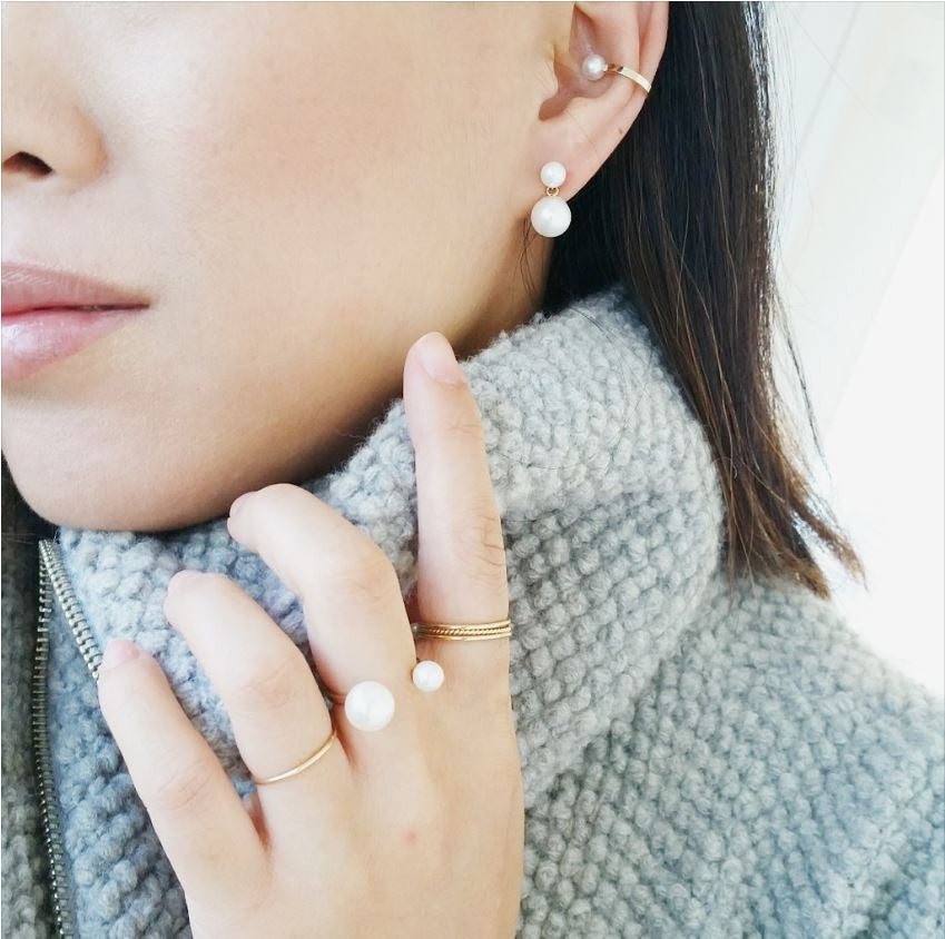 Double Pearl Earrings for Women - Elegant & Timeless Jewelry for Weddings, Parties & Everyday Wear