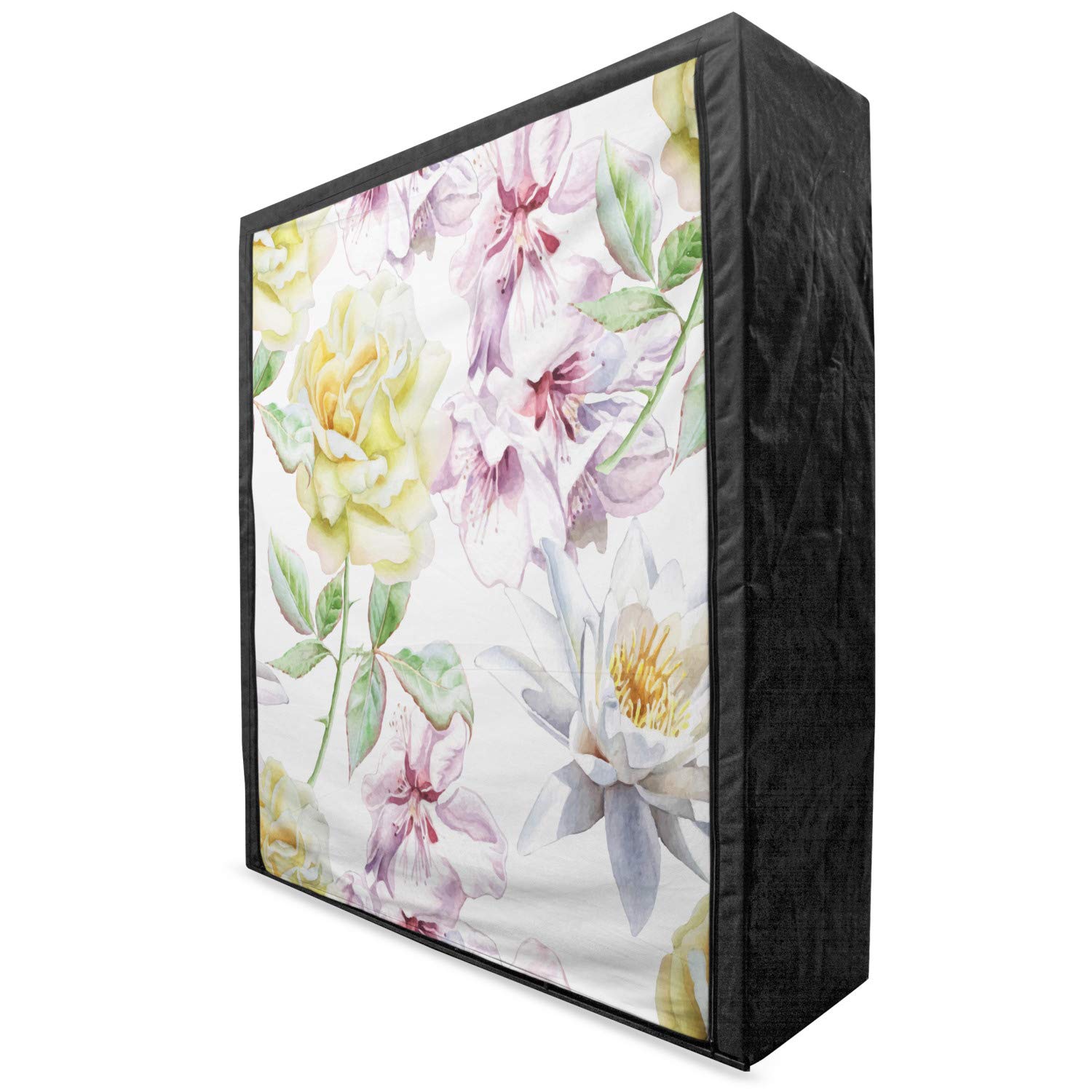 Ambesonne Floral Portable Fabric Wardrobe - Rose Petals Sakura Lily Flowers Design, 59