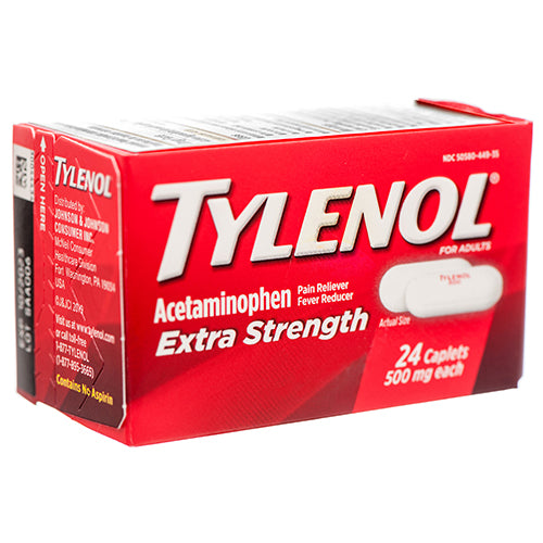 Tylenol Extra Strength Pain Reliever Caplets 500mg - 100 Count | Fast-Acting Acetaminophen for Headache, Muscle & Joint Pain Relief | Home, Office & Travel First Aid Kit Essential