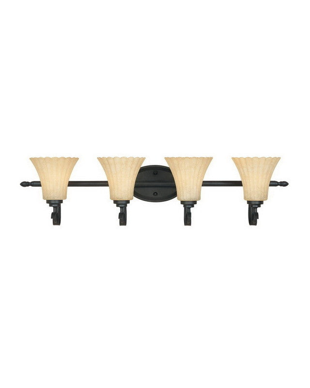 Designer Bathroom Vanity Lighting - BNB 82504 Four-Light Wall Mount Sconce in Burnished Bronze Finish for Bathroom, Powder Room, and Dressing Area Illumination