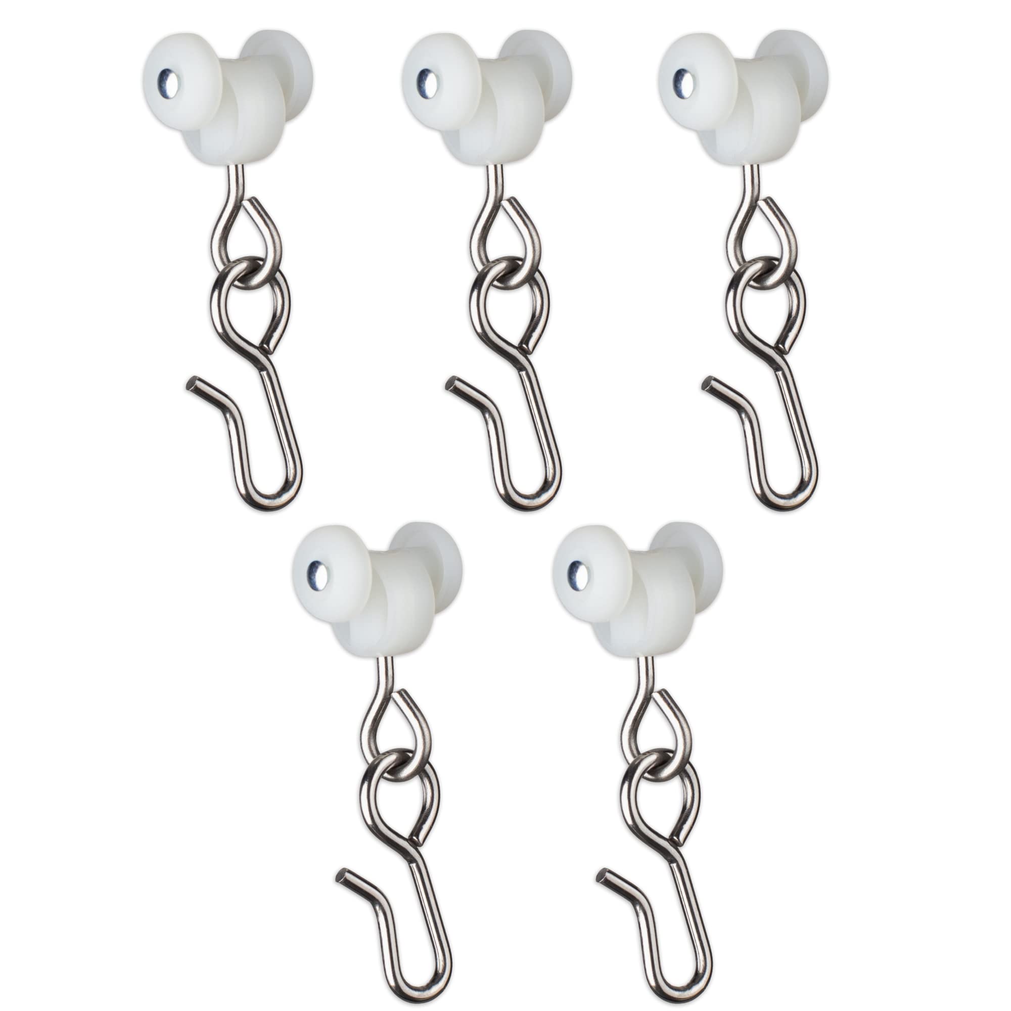 Stainless Steel Curtain Hooks - 5 Pack for Drapes & Room Dividers - Home & Office Use