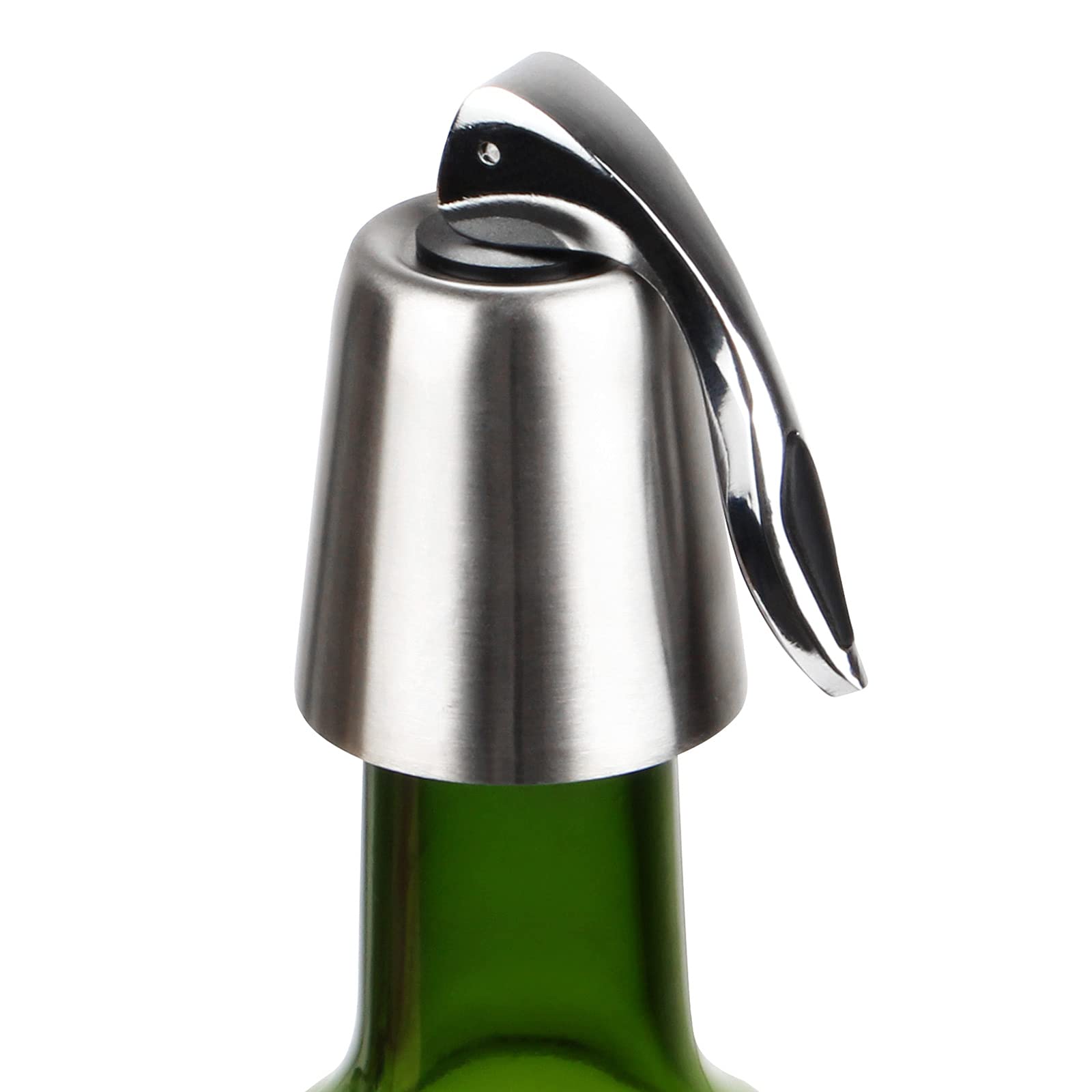 Premium Stainless Steel Wine Bottle Stoppers with Silicone Seal - Reusable Wine Corks for Red & White Wine - Air Tight Wine Saver & Fresh Keeper (1 Pack) - Perfect for Home Bars, Wine Cellars & Gifting