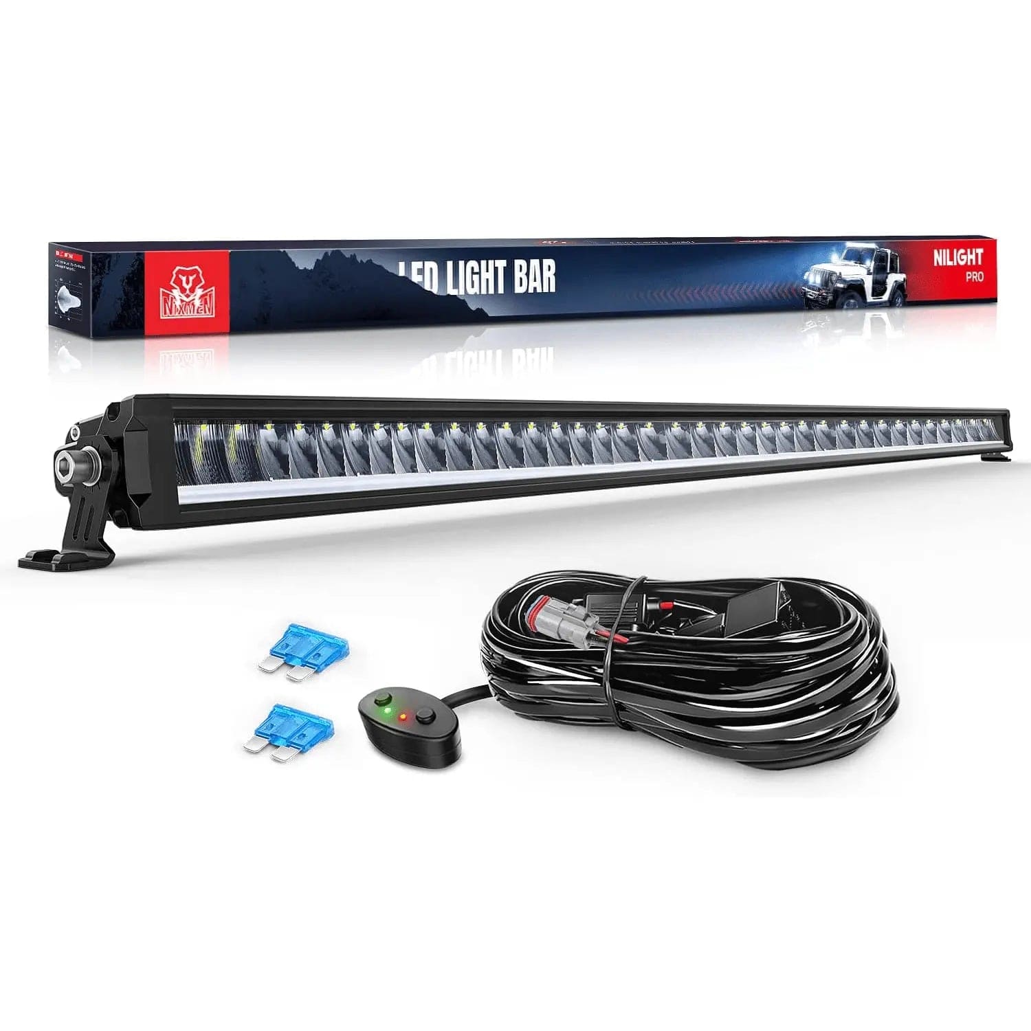 50.5 Inch 210W 21260LM Slim Anti-Glare LED Light Bar with 14AWG DT Wire - DRL Spot Flood Combo for Off-Road Trucks, ATVs, UTVs & Marine Boating