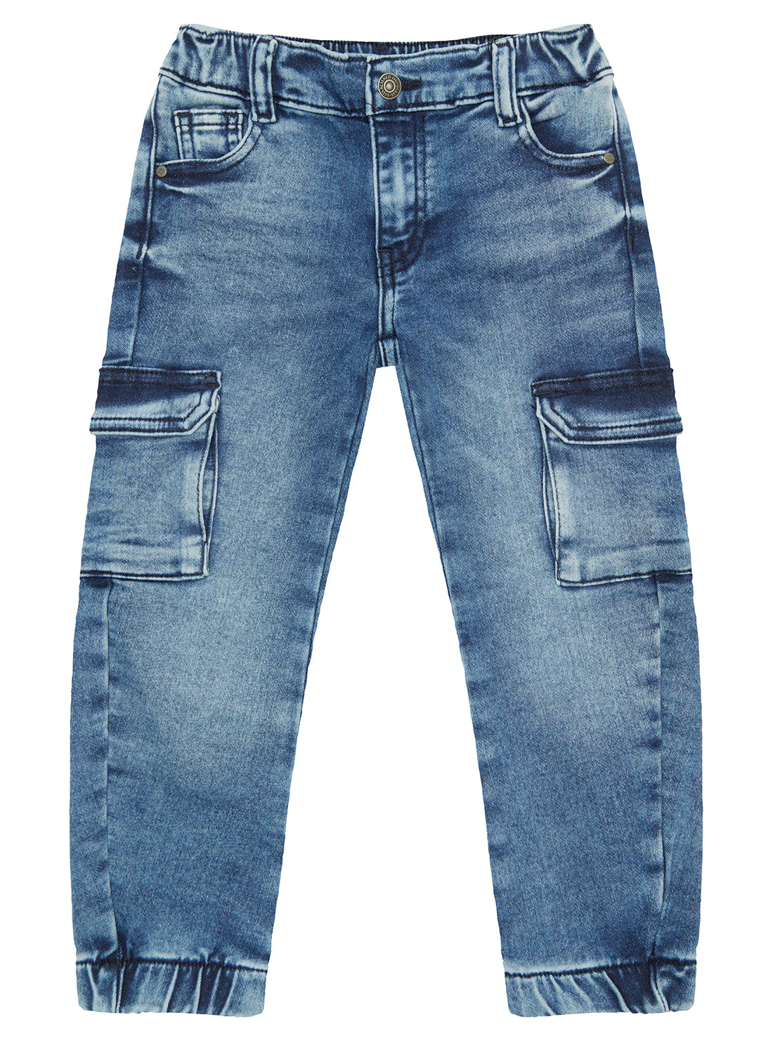 Blue Denim Cargo Pants for Men - Stretch Comfort Fit with Multiple Pockets | Perfect for Outdoor Adventures, Work & Casual Wear