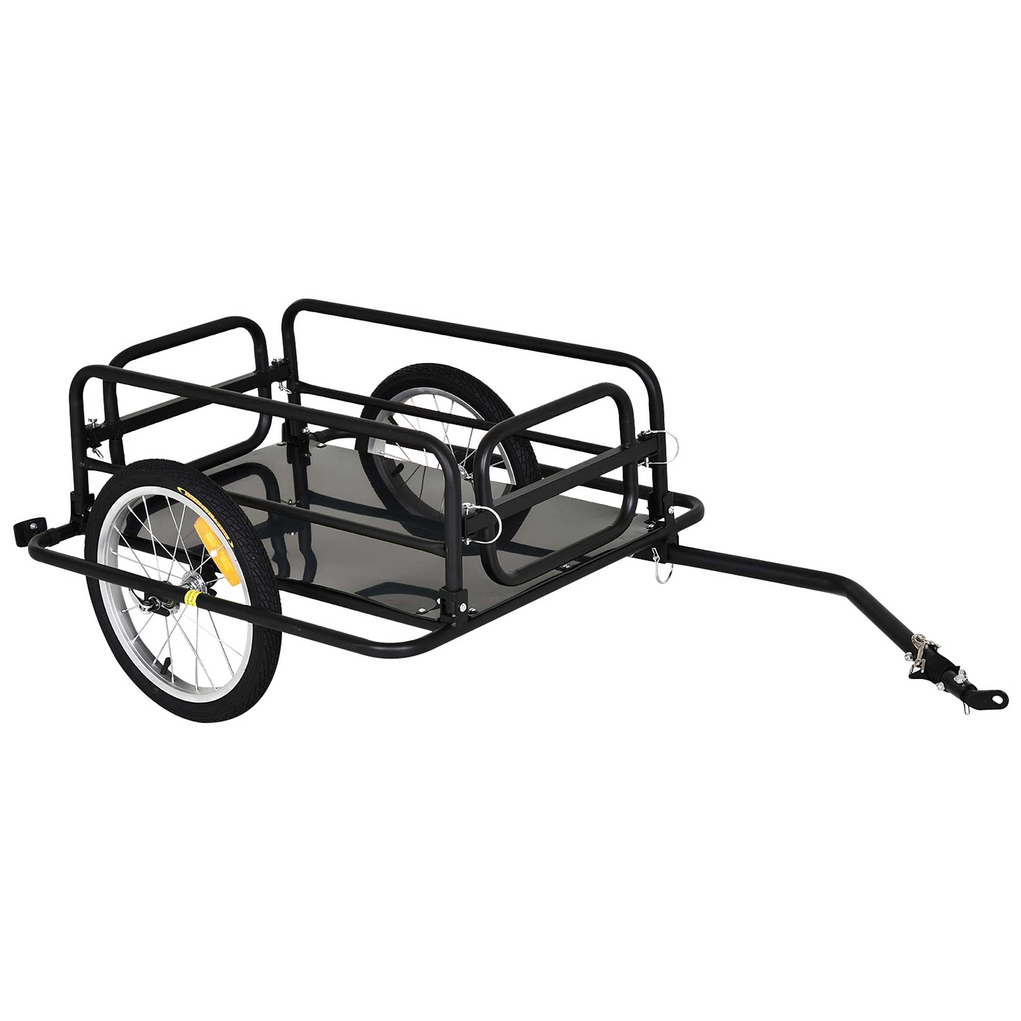 Aosom Wanderer Folding Bicycle Cargo Trailer with Hitch - Compact Bike Luggage Carrier & Storage Cart for Camping, Groceries & Outdoor Adventures - Black