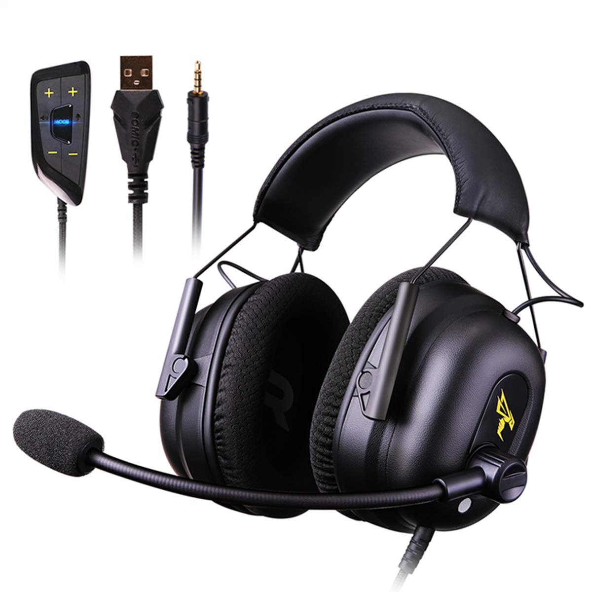 Vowor G936N Over Ear Headphones with 7.1 Surround Sound, Active Noise Cancelling Mic - Hi-Fi Gaming Headset for PC, PS4 PRO, Xbox One S & Mobile Devices - Perfect for Gaming, Streaming & Online Meetings