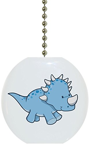 Triceratops Dinosaur Ceramic Fan Pull - Handcrafted Solid Ceramic Ceiling Fan Chain Pull - Perfect for Kids Room, Dinosaur Themed Decor & Home Improvement Projects