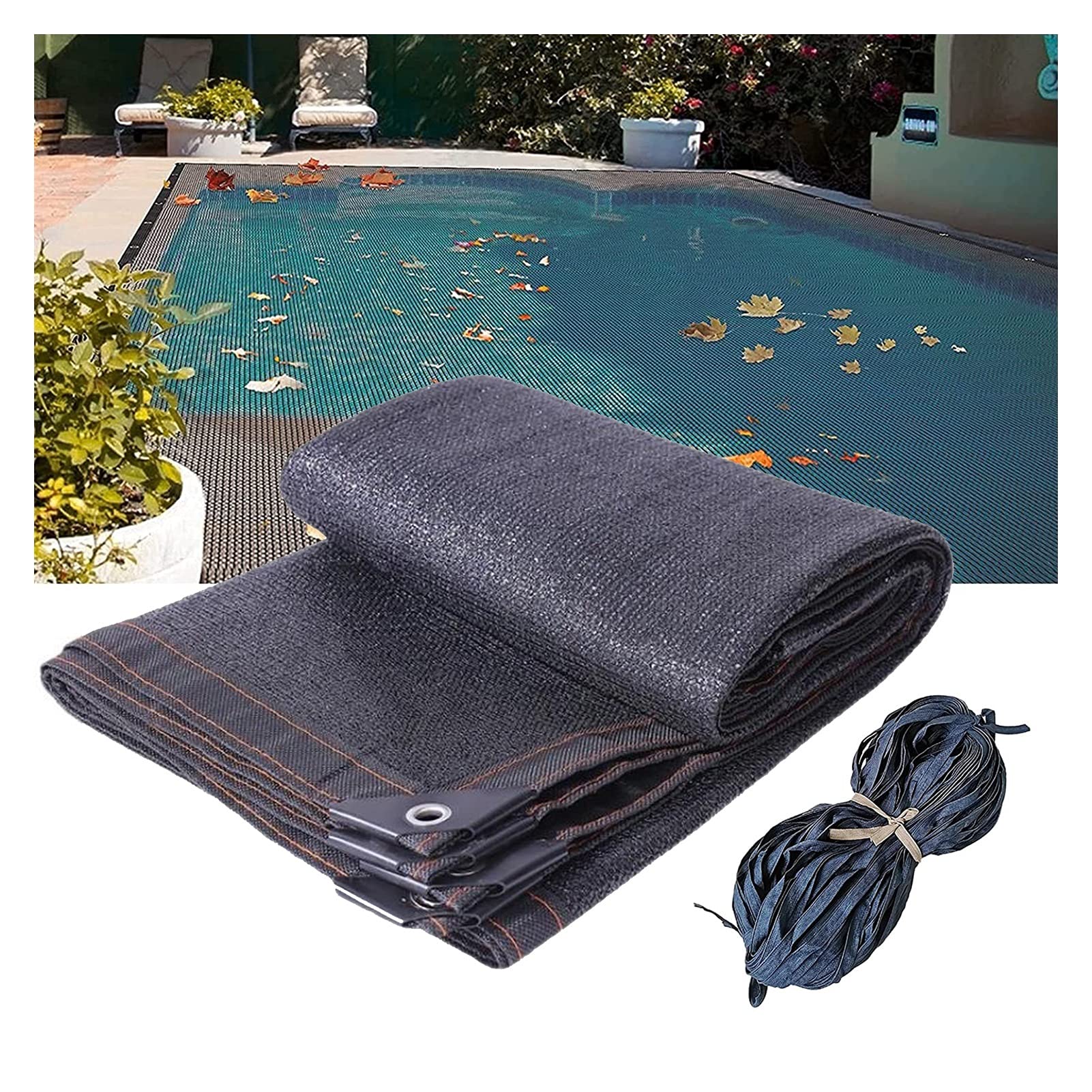 Upgraded Swimming Pool Leaf Net Cover - Rectangular Fine Mesh with 3m-10m Rope | Lightweight & Durable In-Ground Pool Leaf Blanket | Keeps Leaves Out | Perfect for Backyard, Above Ground & Inground Pools | Easy to Use & Store