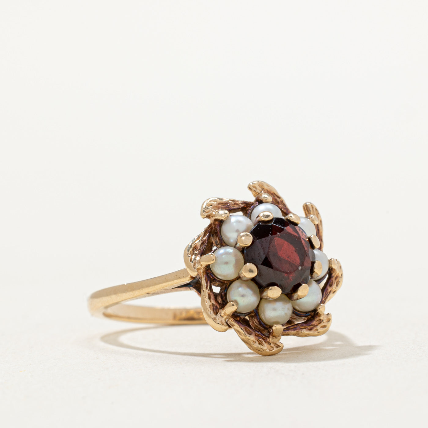 Garnet & Simulated Pearl Ring - 0.90ct Gemstone, 2.50mm Size, Sterling Silver Jewelry for Women - Perfect for Valentine's Day Gifts, Anniversary Presents & Special Occasions