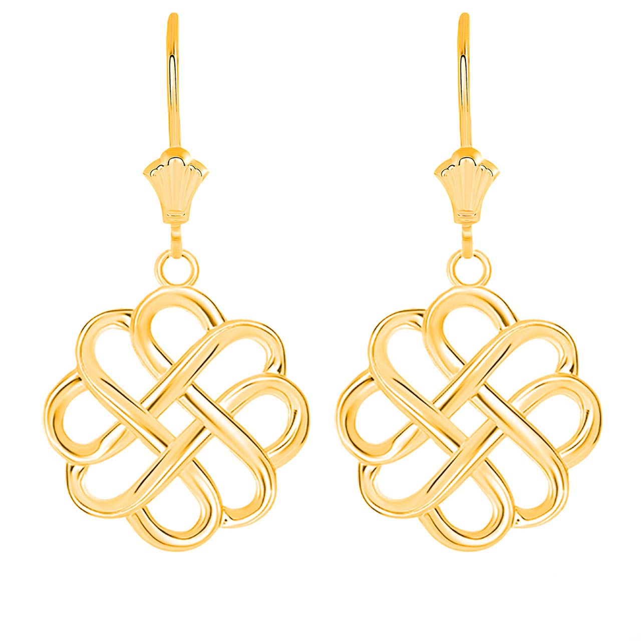 Certified Gold Endless Love Irish Celtic Knot Dangle Earrings - Lucky Charm Jewelry for Women, Perfect for St. Patrick's Day, Weddings & Special Occasions