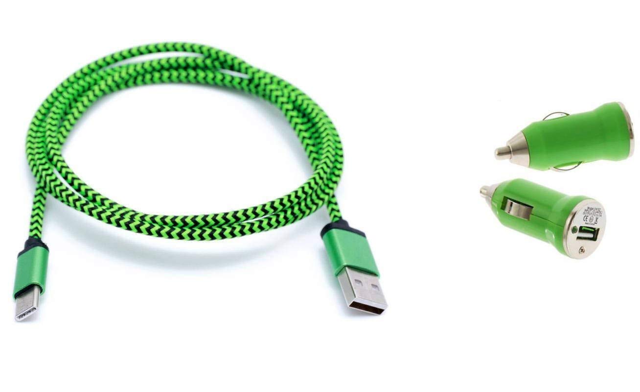 Premium Braided USB-C Car Charger Cable with Cigarette Lighter Adapter - Fast Charging Compatible with Samsung Galaxy A32 & Most USB-C Devices - Perfect for Road Trips & On-the-Go Charging
