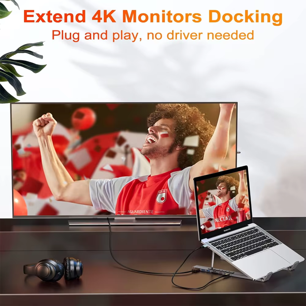 XOTIC PC Aluminum Laptop Docking Station Stand - Ergonomic Adjustable Notebook Holder for Home & Office Workspace
