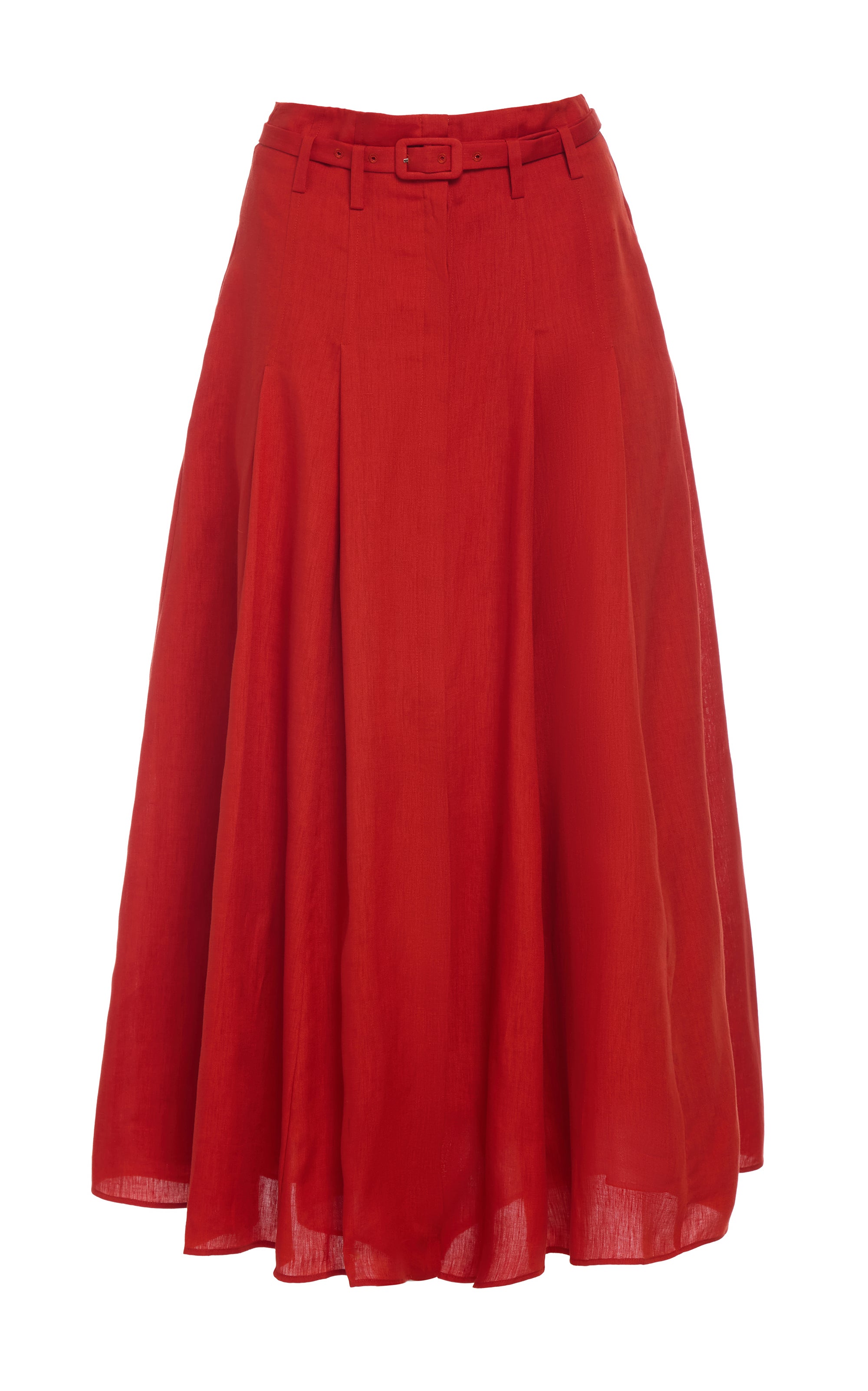 Dugald Pleated Midi Skirt Women's A-Line Skirt in Antelope Orange - Soft Aloe Linen Fabric for Spring Summer Casual Wear, Office & Date Outfits