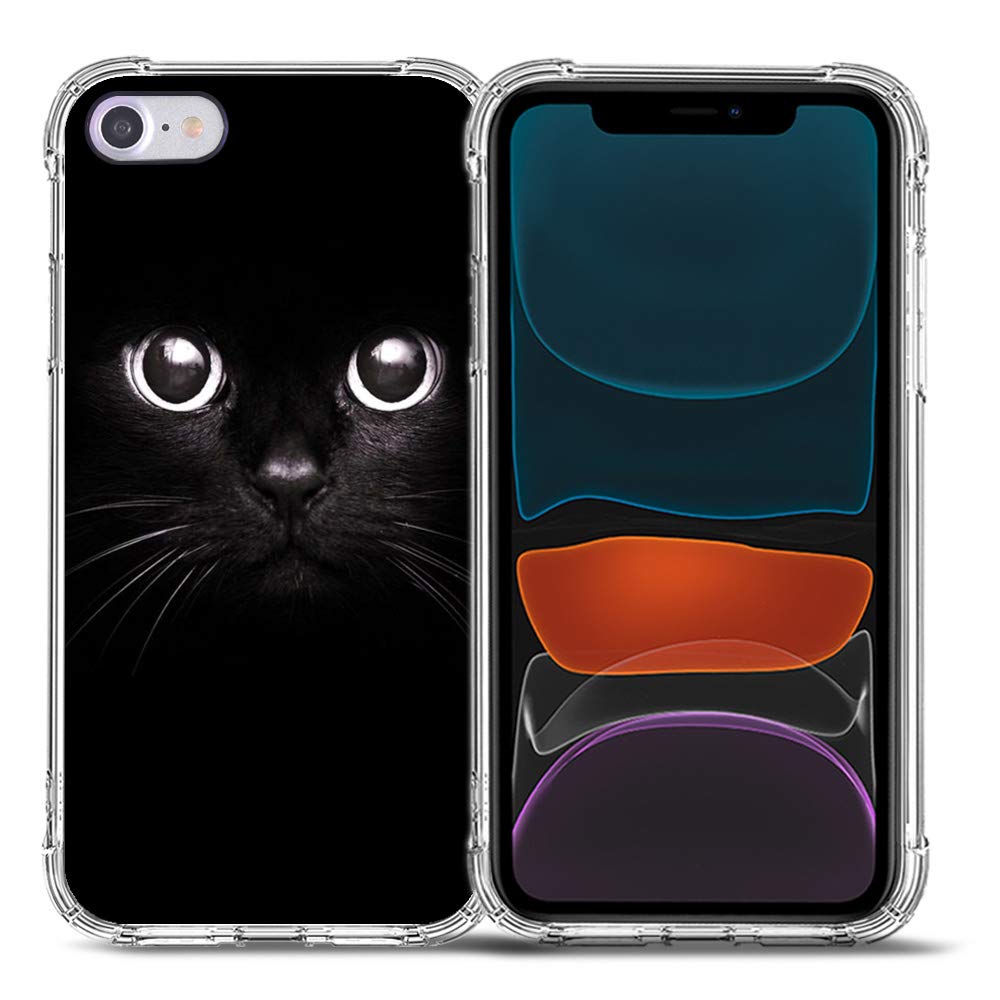 Shockproof Black Cat Style TPU Case for iPhone SE 2022/SE 3rd Gen/SE 2020/iPhone 8/7 - Full Body Protective Cover with Drop Protection & Scratch Resistance | Perfect for Daily Use, Outdoor Activities & Travel