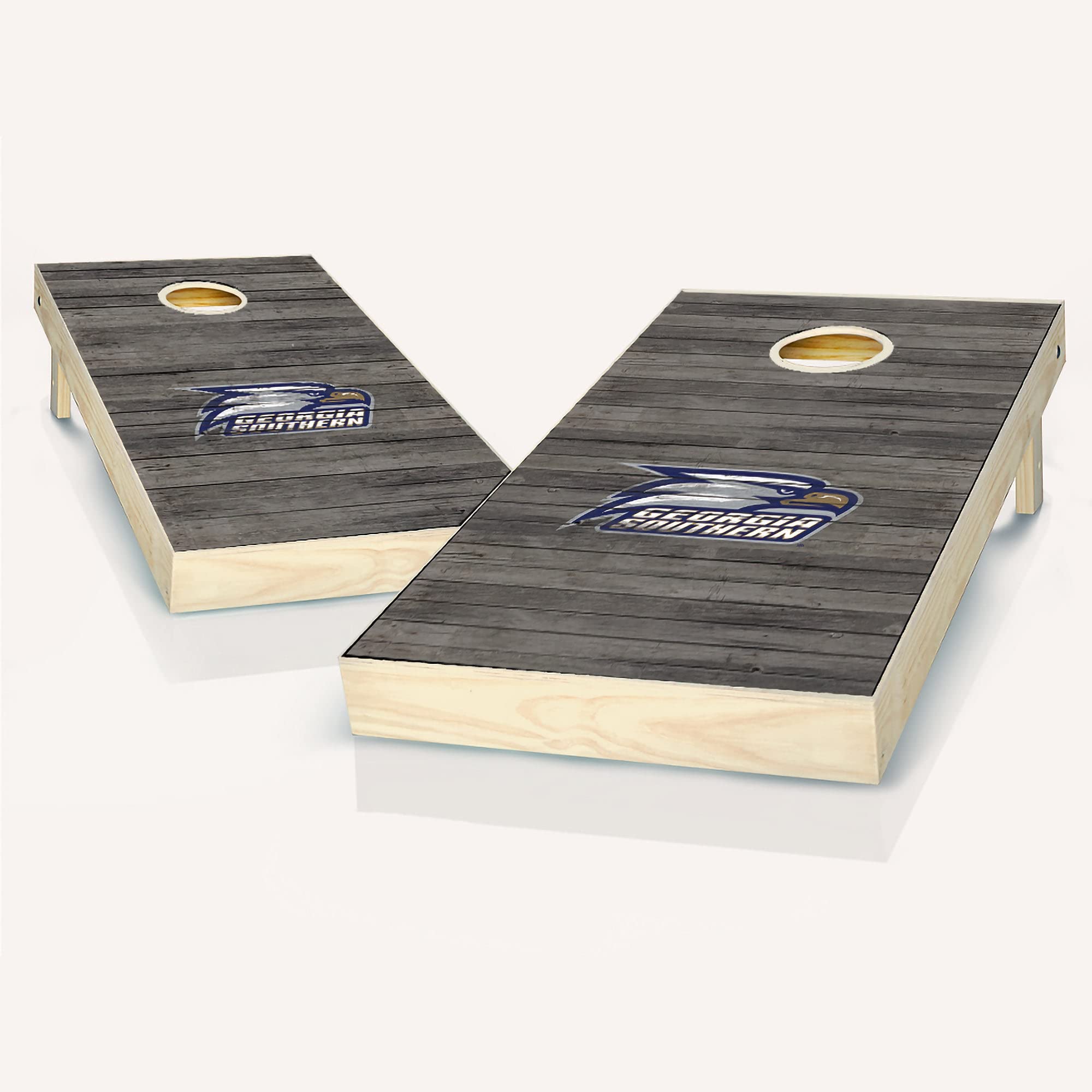 Georgia Southern Distressed Cornhole Game Set - 2 Wooden Boards & 8 Bean Bags - Outdoor Lawn Games for Backyard, Tailgating, and BBQ Parties