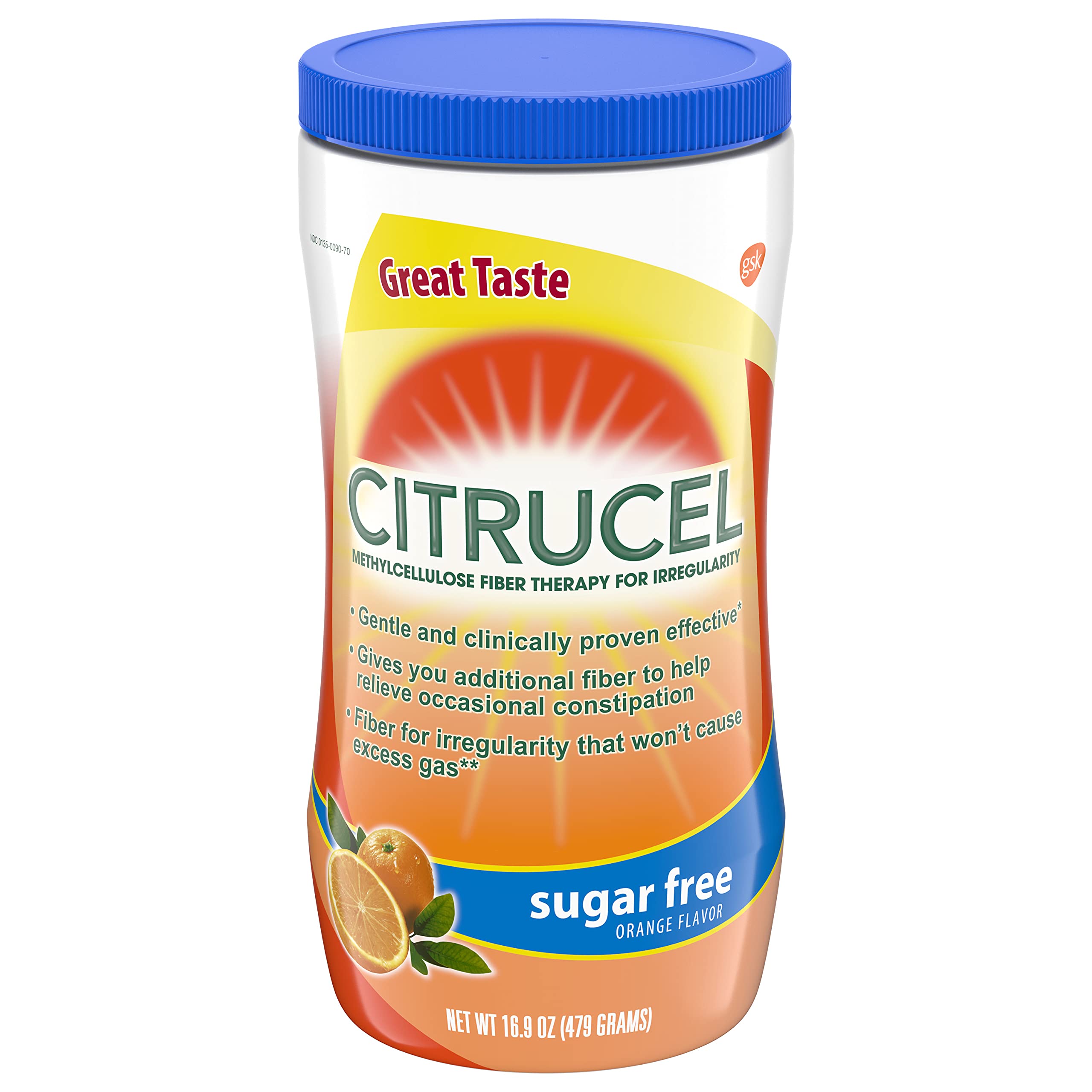 Citrucel Sugar-Free Orange Flavor Fiber Supplement Powder - 16.9 oz (Pack of 6) | Promotes Digestive Health & Regularity | Ideal for Keto, Low-Carb Diets & Weight Management