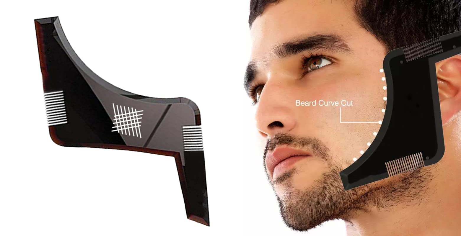 BOXO Professional Beard Shaper & Styling Comb for Men - Precision Grooming Tool for Home & Salon Use - Black (1 Pack) - Perfect for Shaping, Trimming & Styling Beards & Mustaches