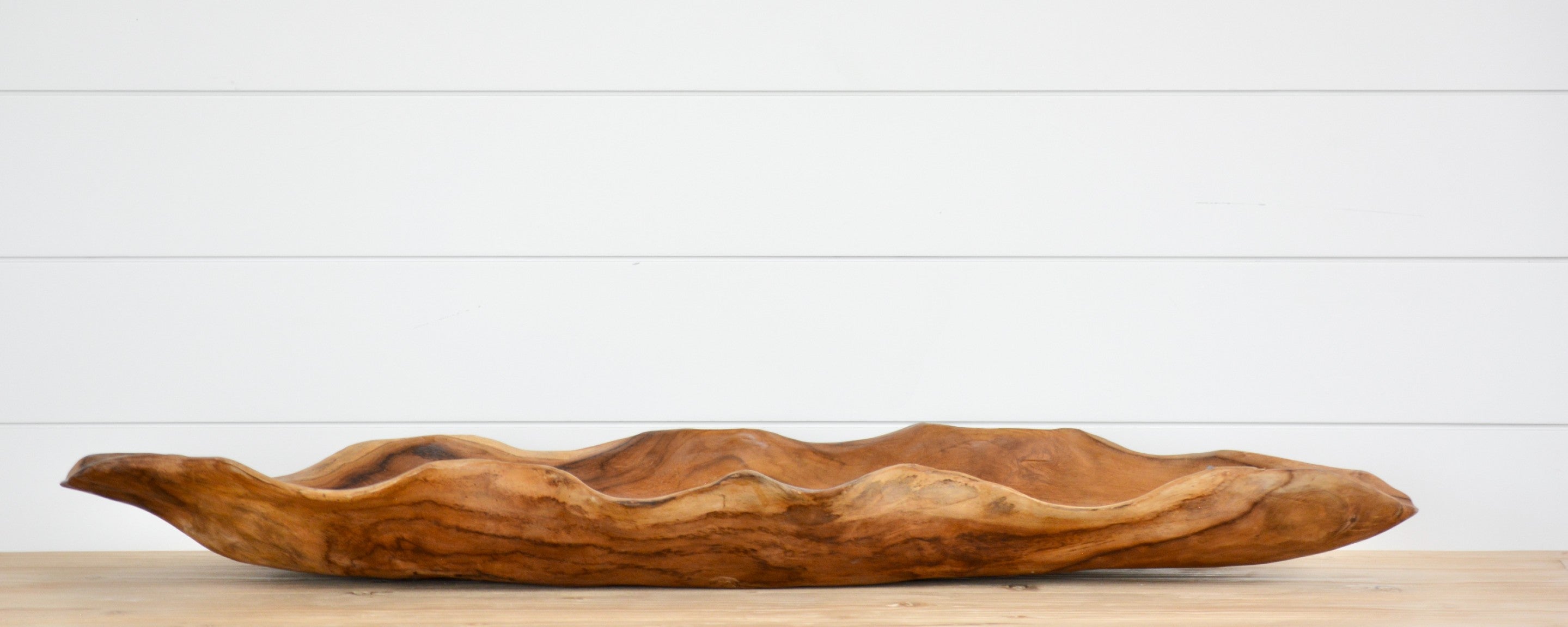 Natural Teak Long Leaf Tray - Elegant Serving Tray for Dining, Home Decor & Party Entertaining - Perfect for Serving Food, Displaying Decor, or Organizing Essentials