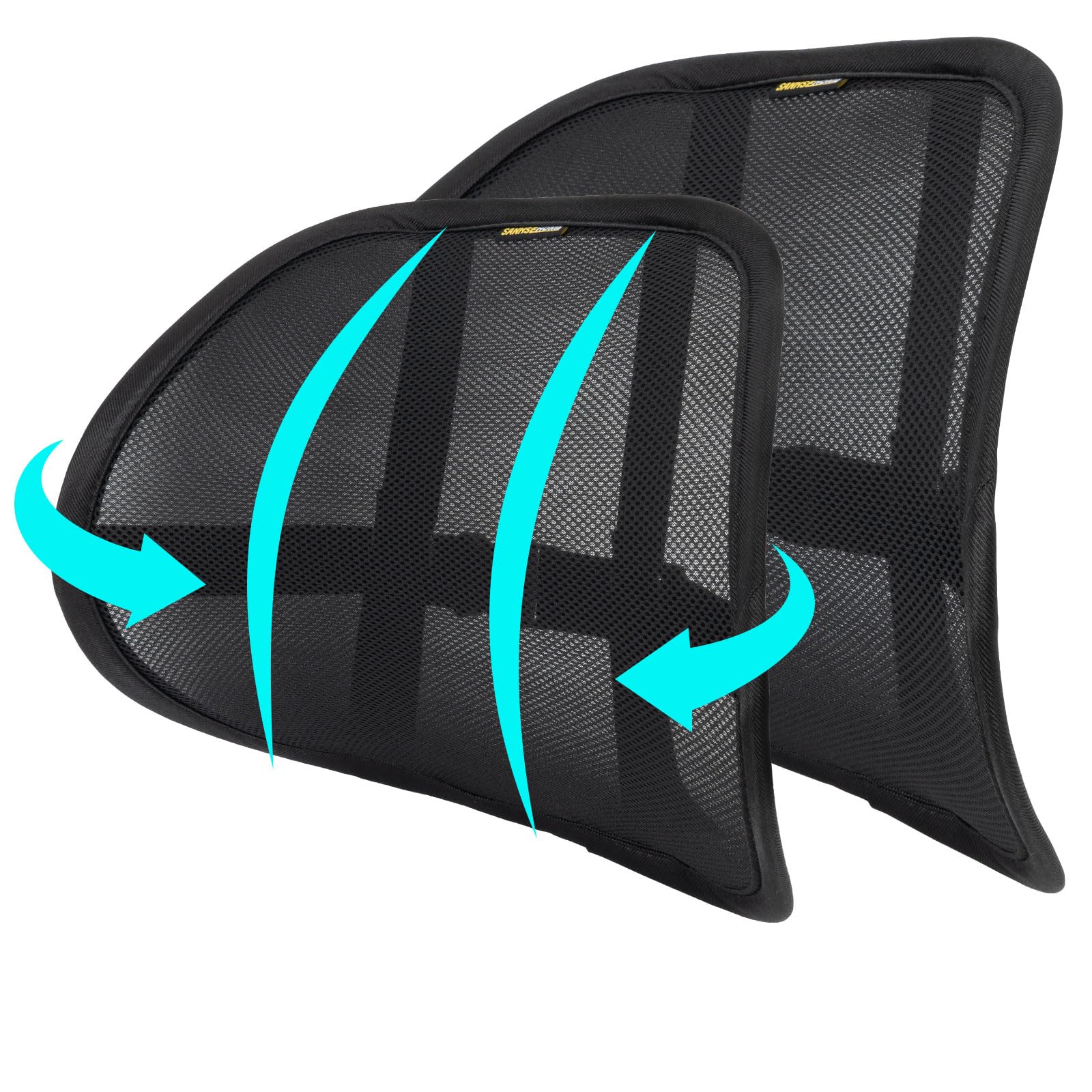 SANHSEHOME 2 Pack Ergonomic Lumbar Support Cushion for Office & Car Chairs - Breathable Mesh Back Support for Driving Seat, Desk Chair - Relieves Back Pain, Improves Posture - Perfect for Long Hours at Work or Road Trips