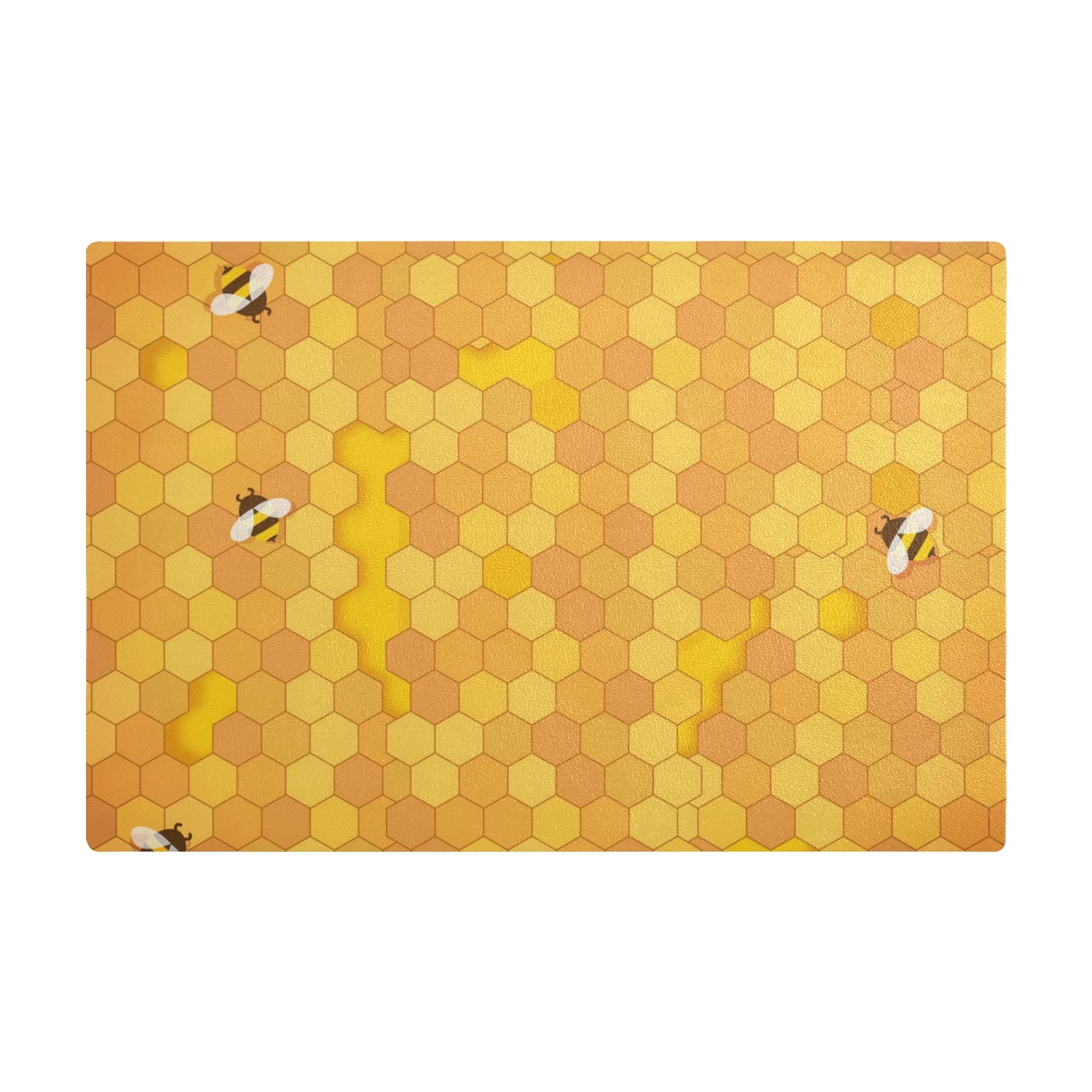 Honey Bee Yellow Absorbent Reversible Dish Drying Mat for Kitchen Counter - 17.7