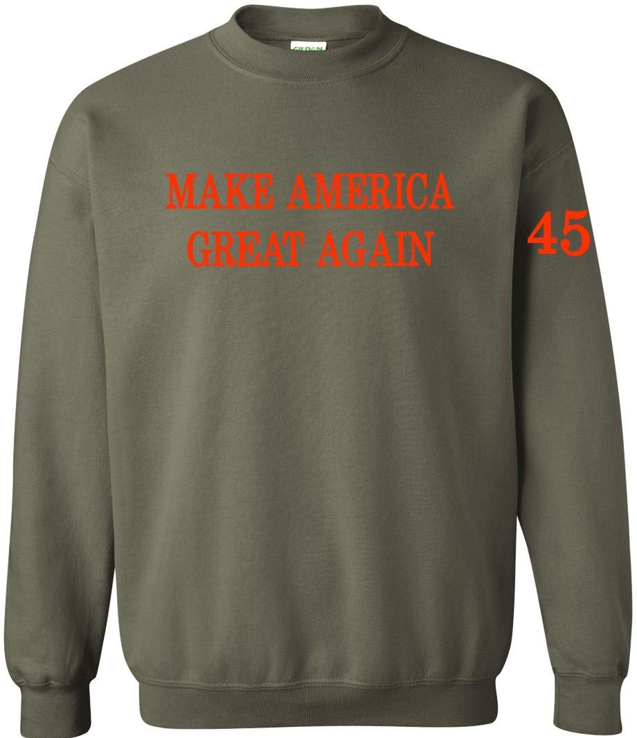 Peerless 'Make America Great Again' Pullover Sweatshirt - Military Green | Patriotic Casual Wear for Men & Women