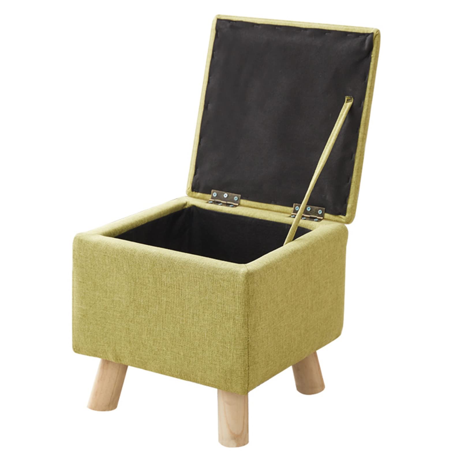 Square Foot Stool with Fabric Upholstery & Wooden Legs - Storage Ottoman with Anti-Slip Pads for Living Room, Bedroom, Entryway - Green Home Decor for Small Spaces & Cozy Corners