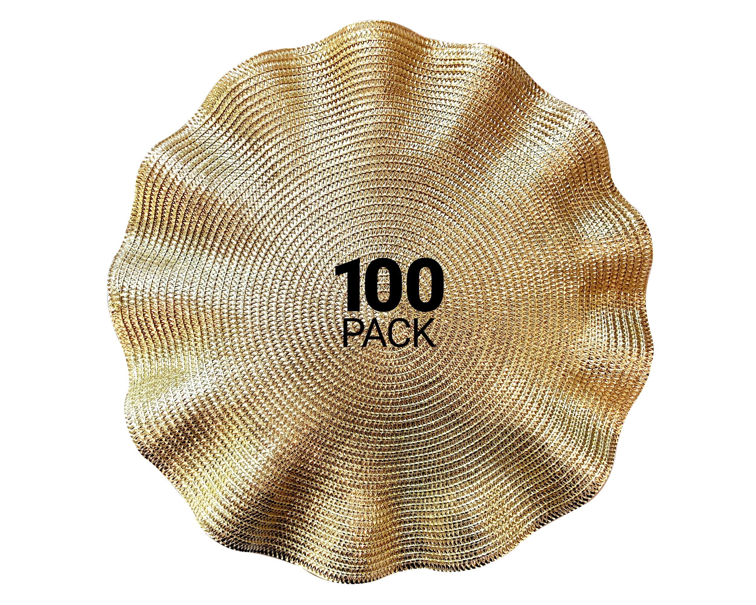 Premium Gold Charger Plates for Elegant Dining - Set of 100 Bulk Gold Dinner Plate Chargers - Perfect for Weddings, Parties, and Formal Events