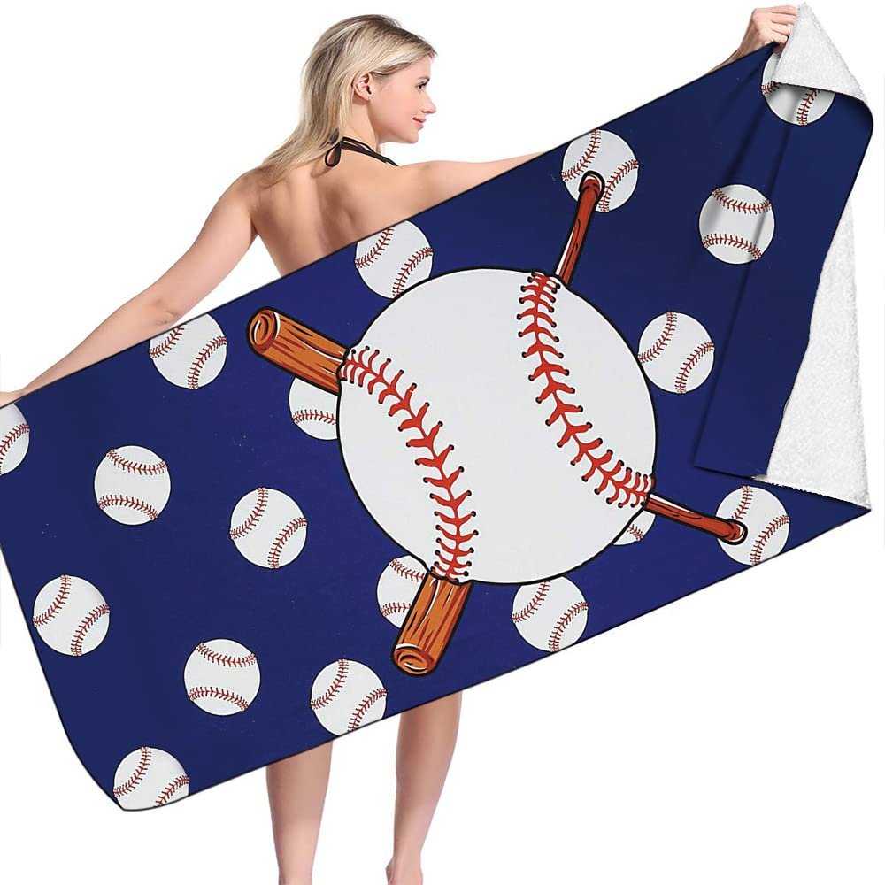 Quick Dry Lightweight Baseball Printed Beach Towel 30''x60'' - Perfect for Swimming, Bathing, and Outdoor Sports Activities